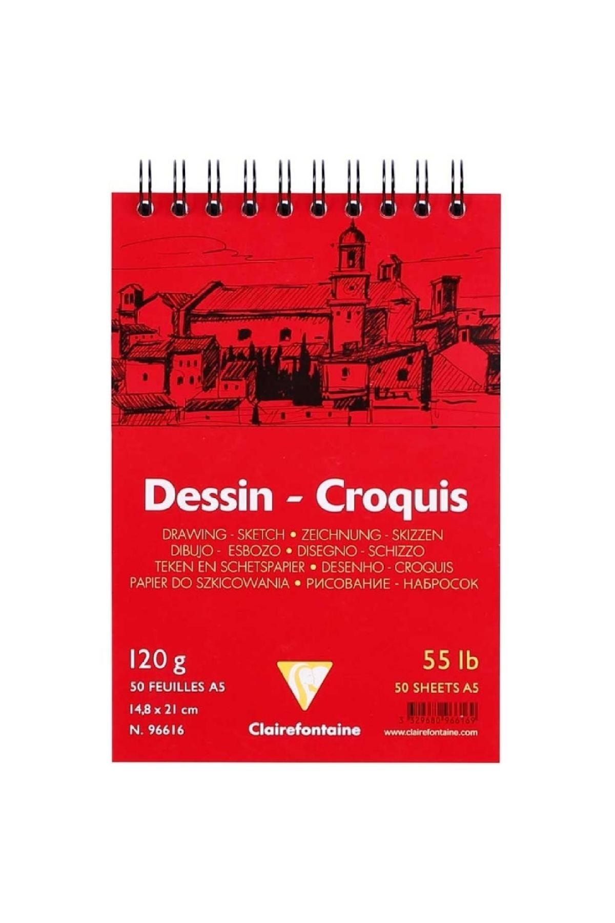 Clairefontaine Dessin Croquis White 120gr Beyaz Spiralli Çizim Blok 50 Sayfa A5 (14.8x21cm)