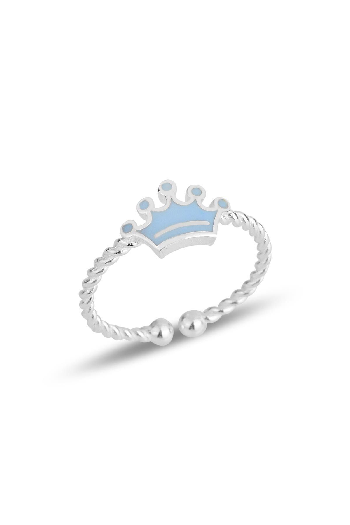 Söğütlü Silver Gümüş Mavi Mineli Taç Ayarlamalı Çocuk Yüzüğü