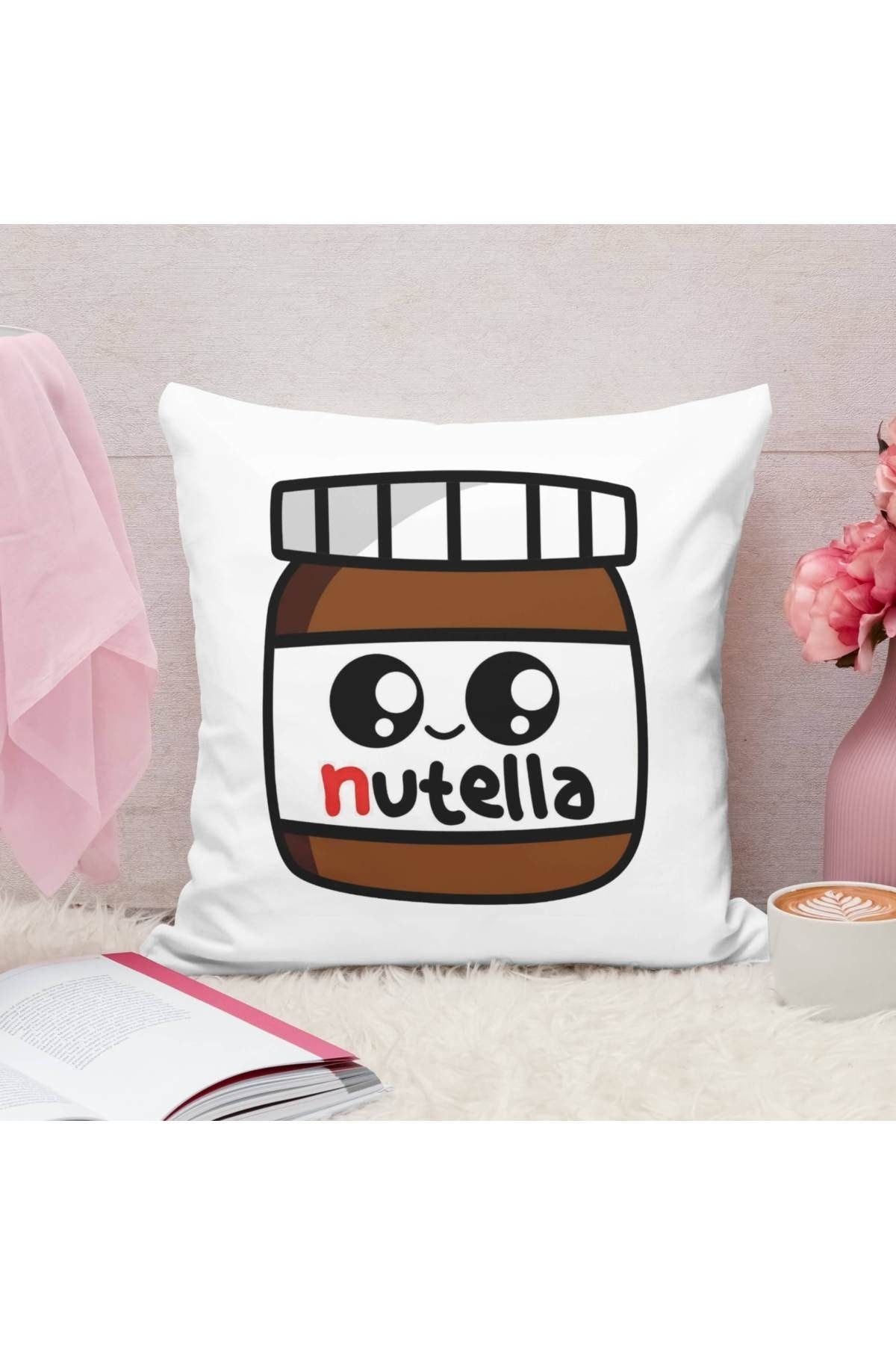Yastık Deposu Nutella Tasarımlı Baskılı Dekoratif Yastık Hediye