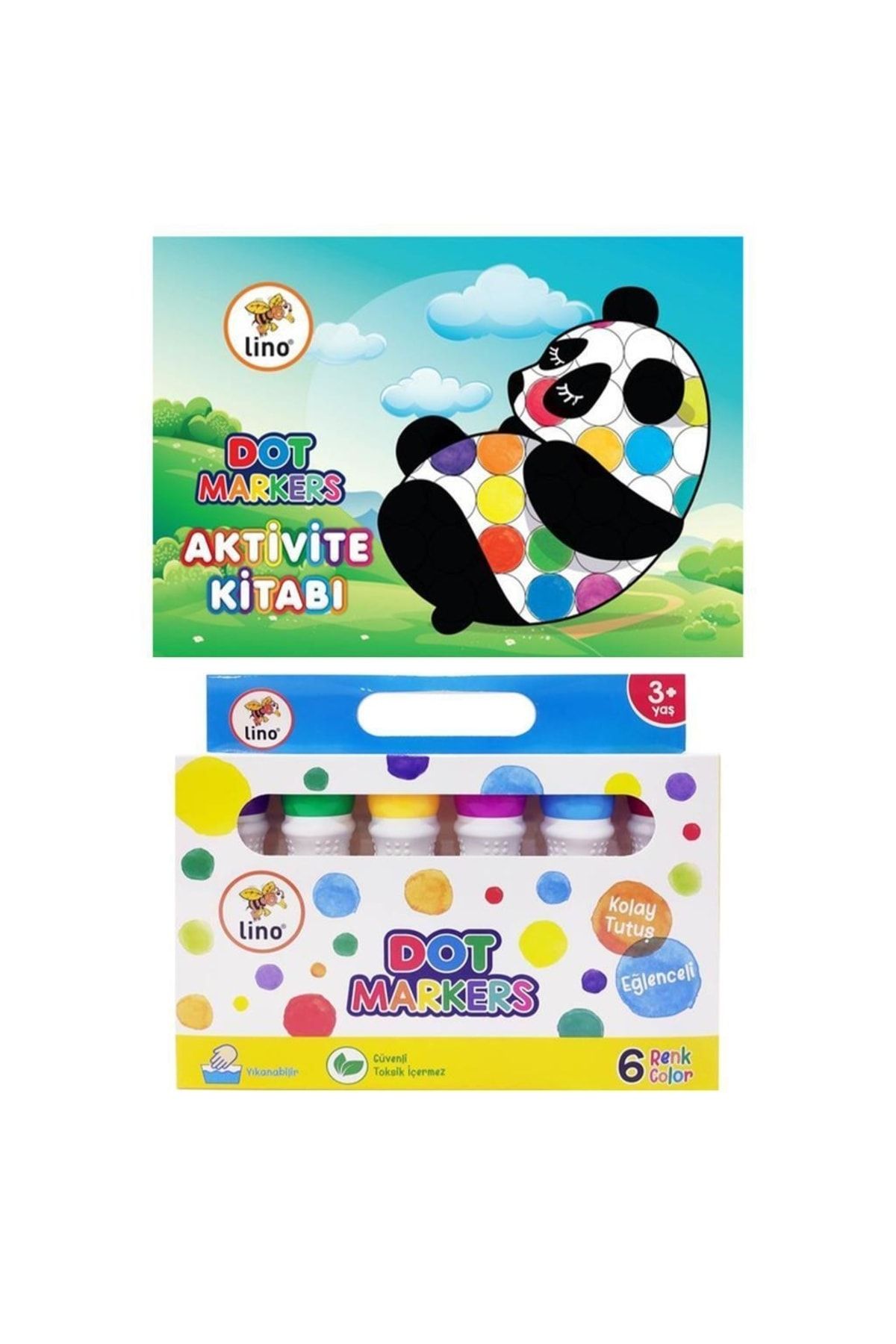 Lino Dot Markers Yıkanabilir 6'lı + Aktivite Kitabı