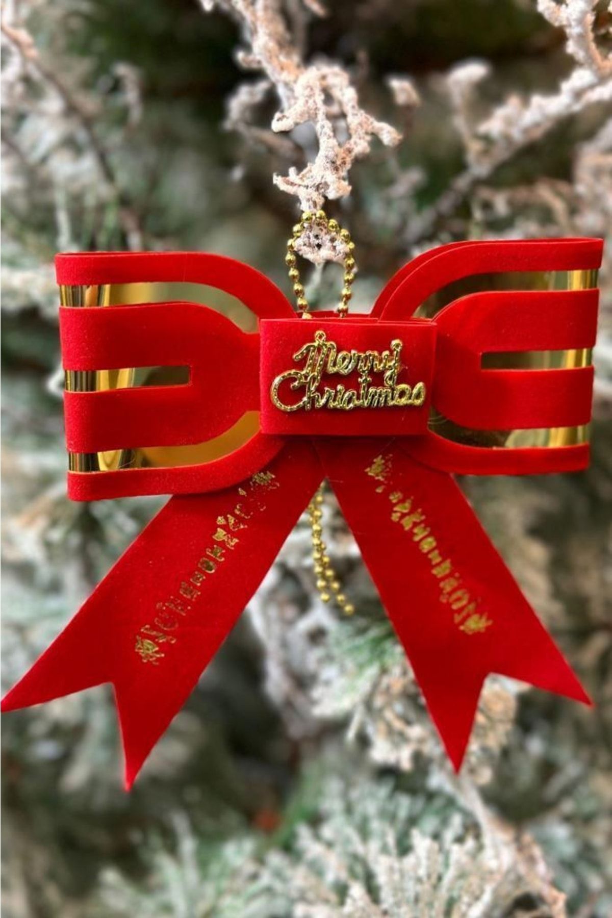 BeySüS Yılbaşı Çam Ağacı Süsü Fiyonk Kırmızı Merry Christmas Fiyatı