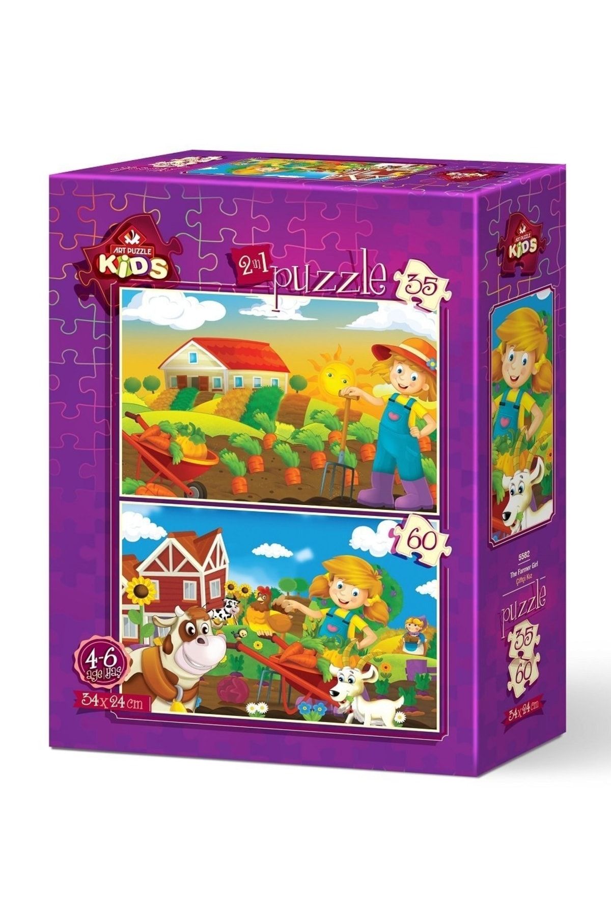Doğan Oyuncak Dünyası Art Çocuk Puzzle Çiftçi Kız 35 + 60 Parça 5582 - Puzzle Seti - Yapboz - Yap-boz Puzzle