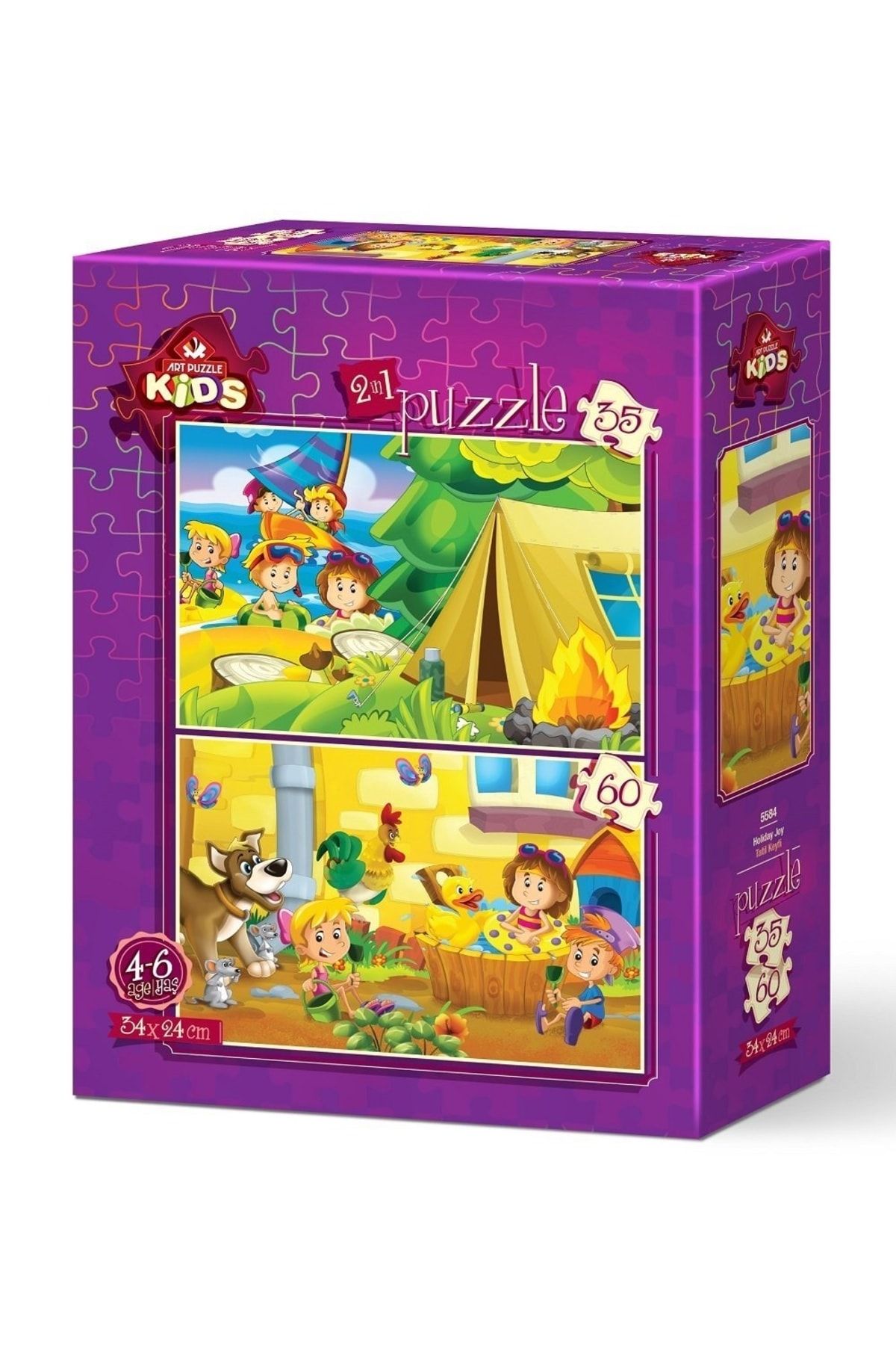Doğan Oyuncak Dünyası Art Çocuk Puzzle Tatil Keyfi 35 + 60 Parça 5584 - Puzzle Seti - Yapboz - Yap-boz Puzzle