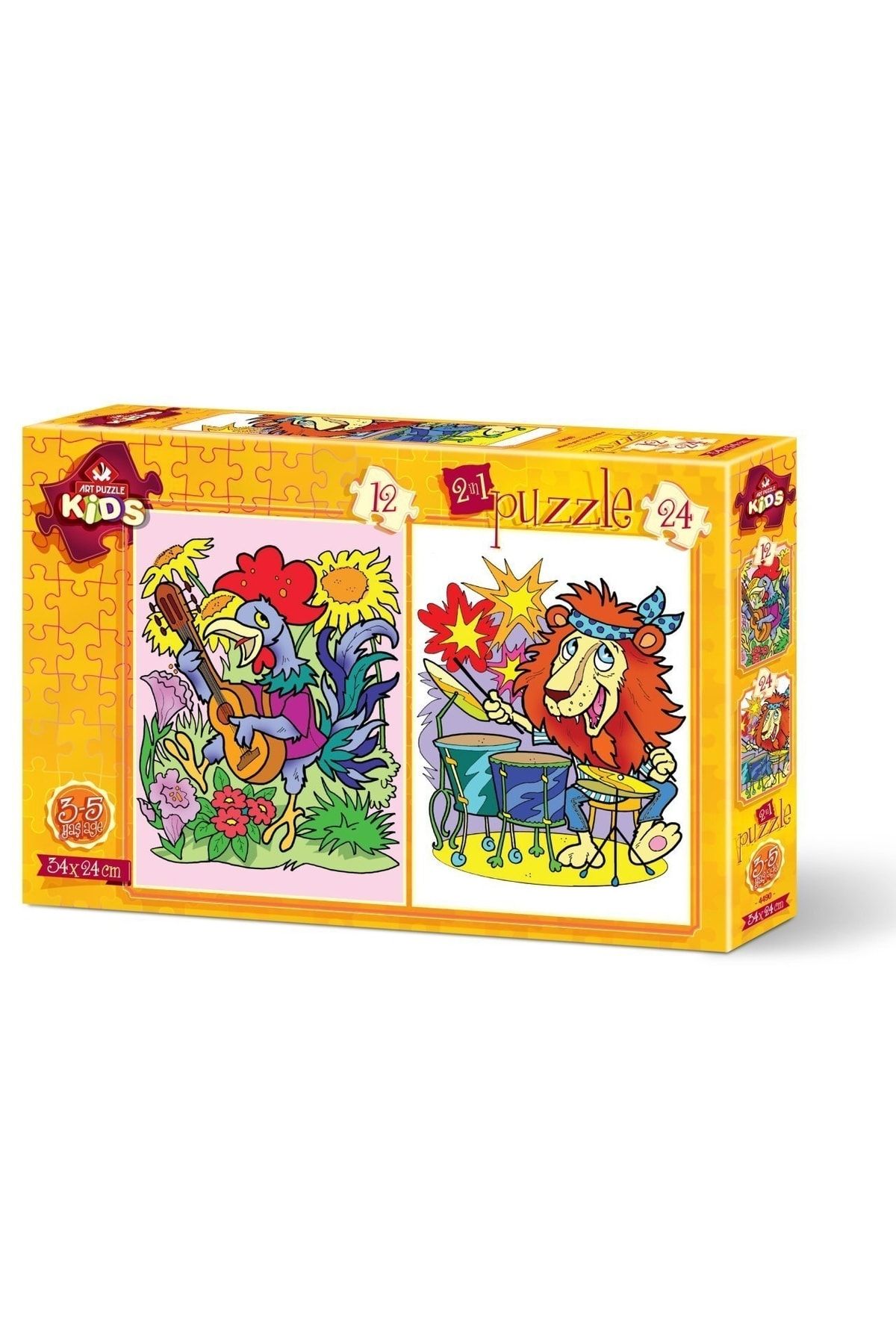 Doğan Oyuncak Dünyası Art Çocuk Puzzle Müzisyen Hayvanlar 12 + 24 Parça 4490 - Puzzle Seti - Yapboz - Yap-boz Puzzle