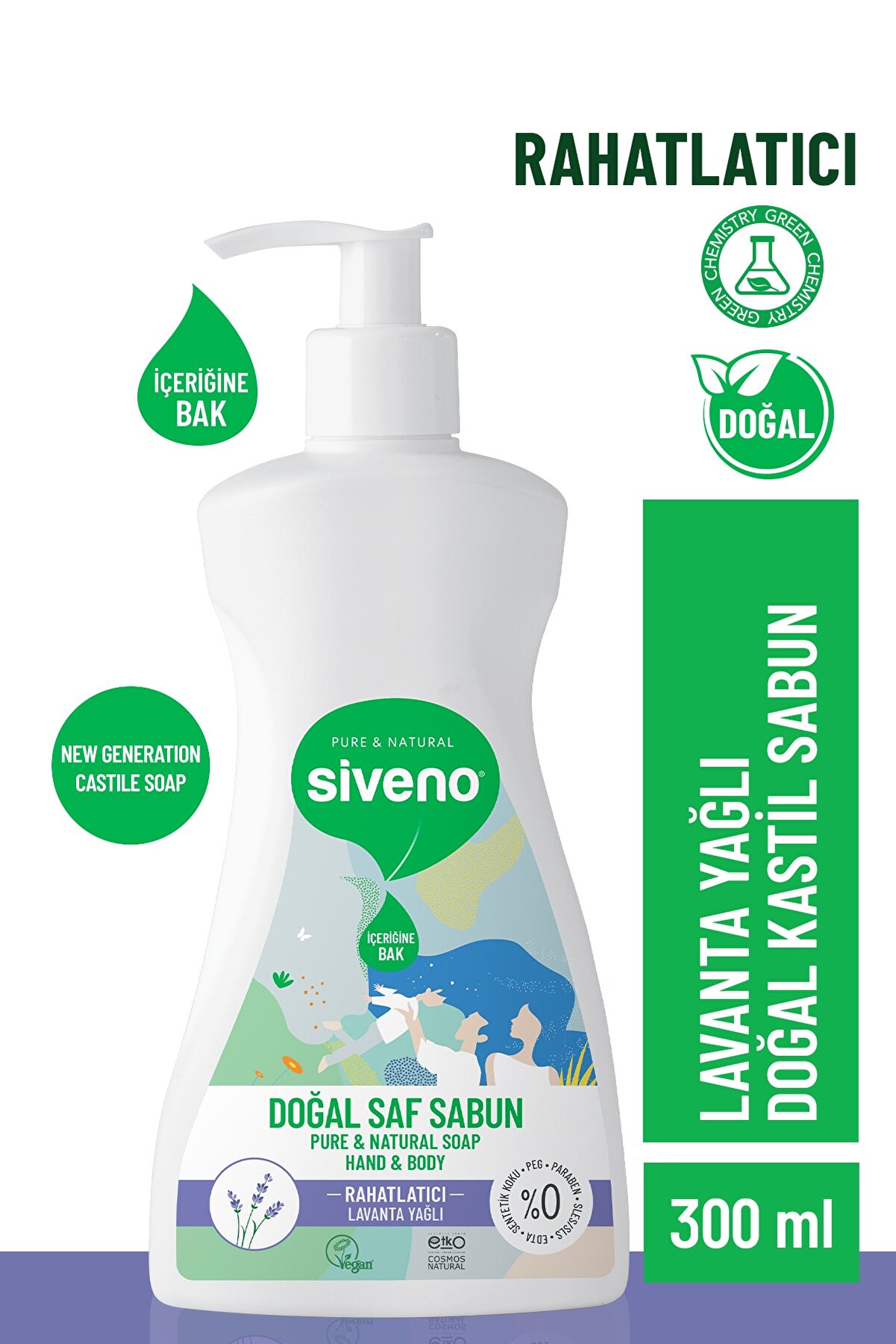 Siveno Lavanta Yağlı Doğal Sıvı Sabun El Ve Vücut Için 300 ml
