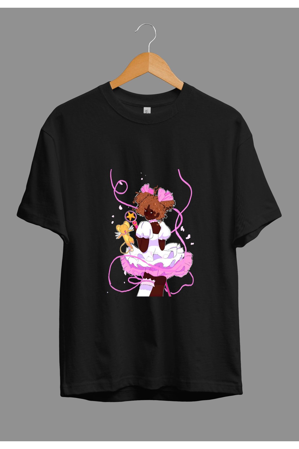 Corvo Oversize Cardcaptor Sakura Anime Karakter Baskılı Özel Tasarım Tişört