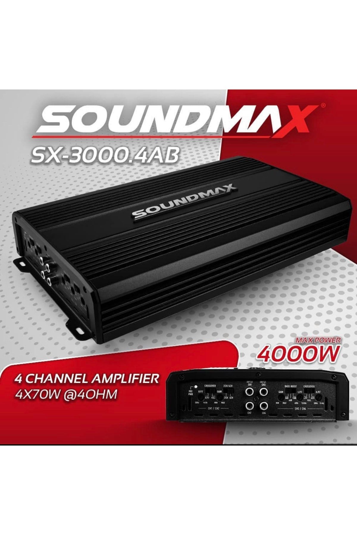 Soundmax Sx-3000.4ab 4000w 4 Kanal Profesyonel Oto Anfi