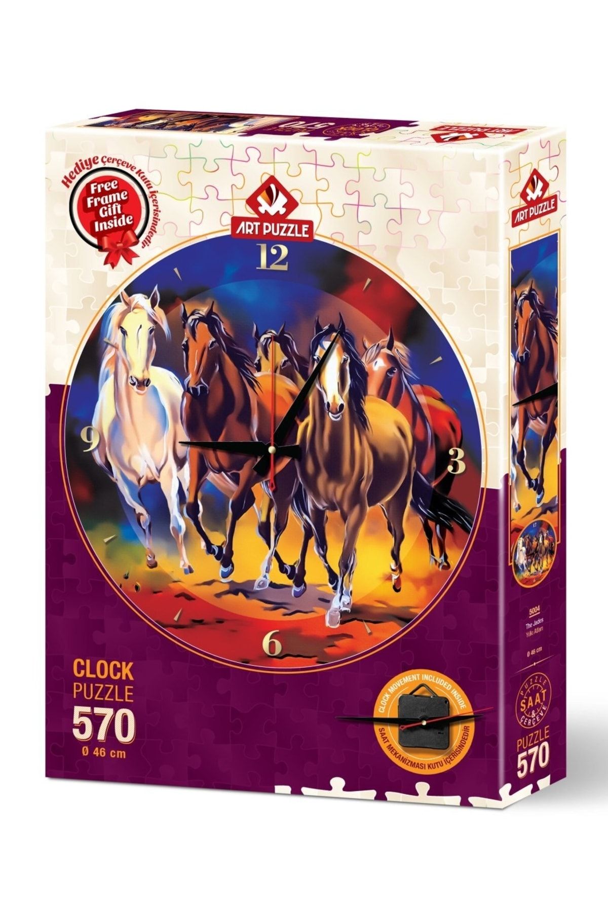 Doğan Oyuncak Dünyası Art Puzzle Yılkı Atları 570 Parça Saat Puzzle 5004 - Puzzle Seti - Yapboz - Yap-boz Puzzle