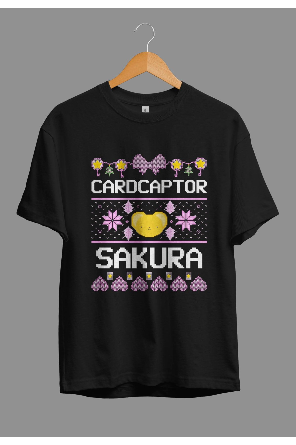 Corvo Oversize Cardcaptor Sakura (piksel Art) Anime Karakter Baskılı Özel Tasarım Tişört