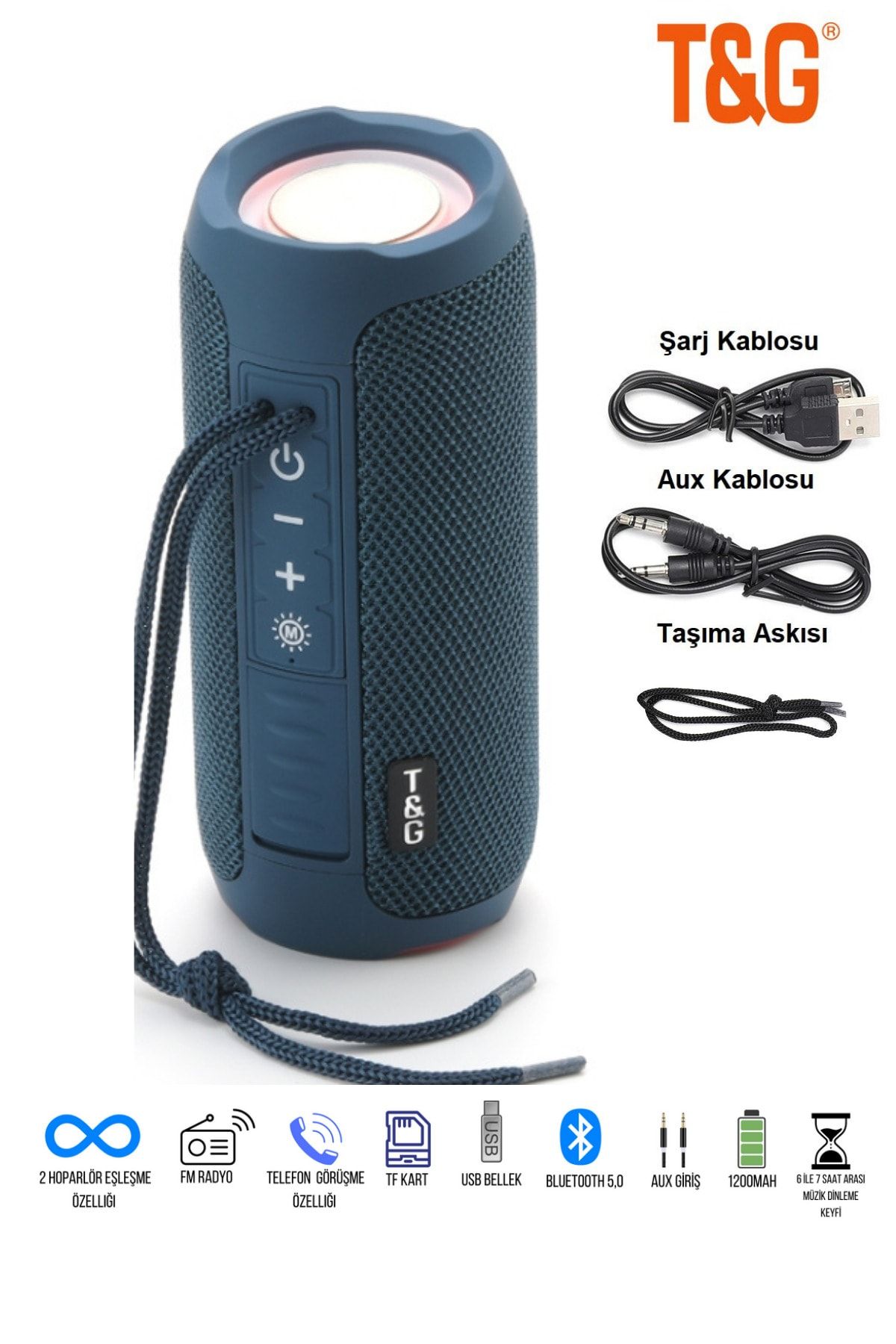 T G Taşınabilir Kablosuz Hoparlör Bluetooth Hoparlör Ses Bombası Yüksek Ses Extra Bass Ritmik Led Işık