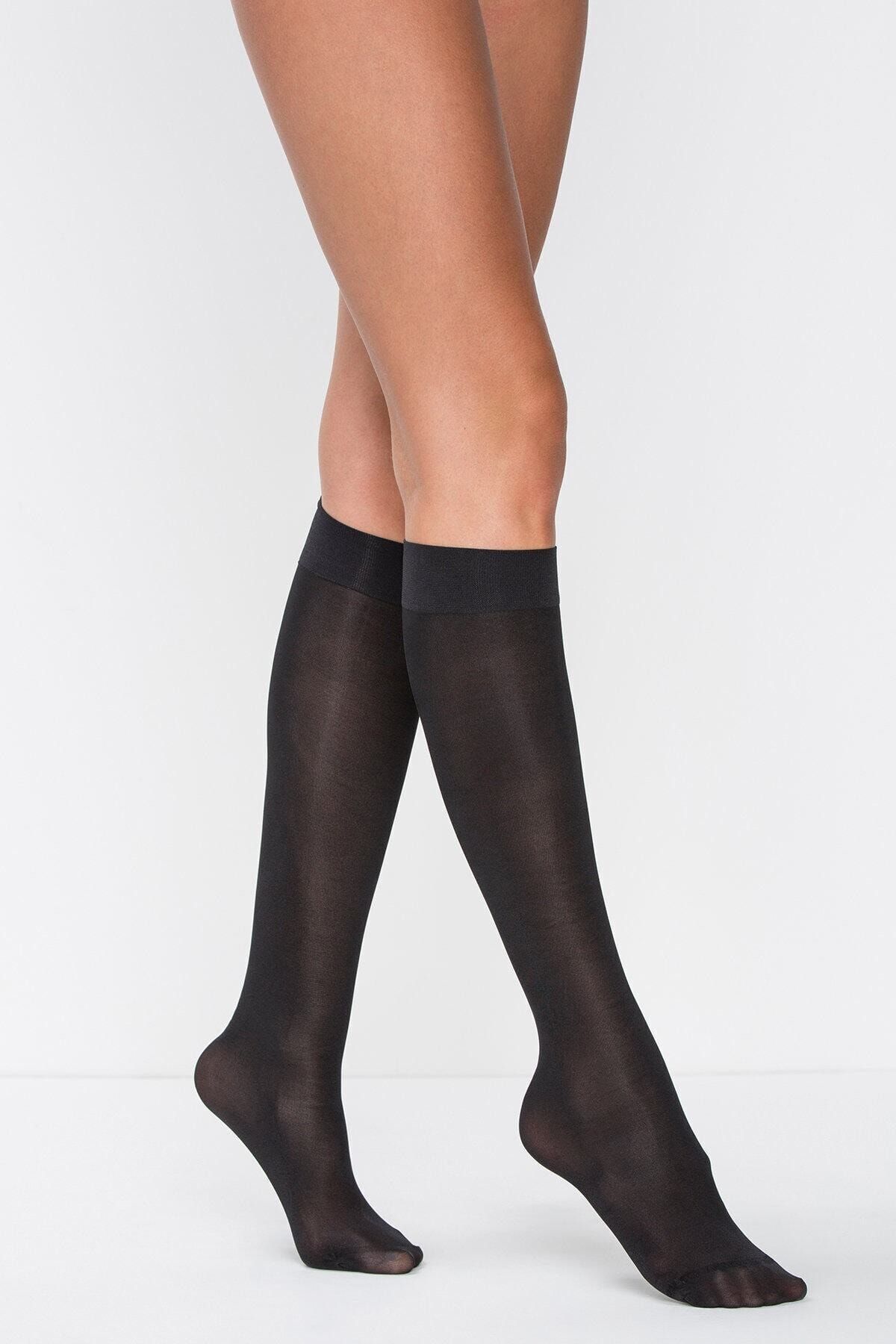 Penti Kadın Siyah Mikro 40 Diz Altı Çorap