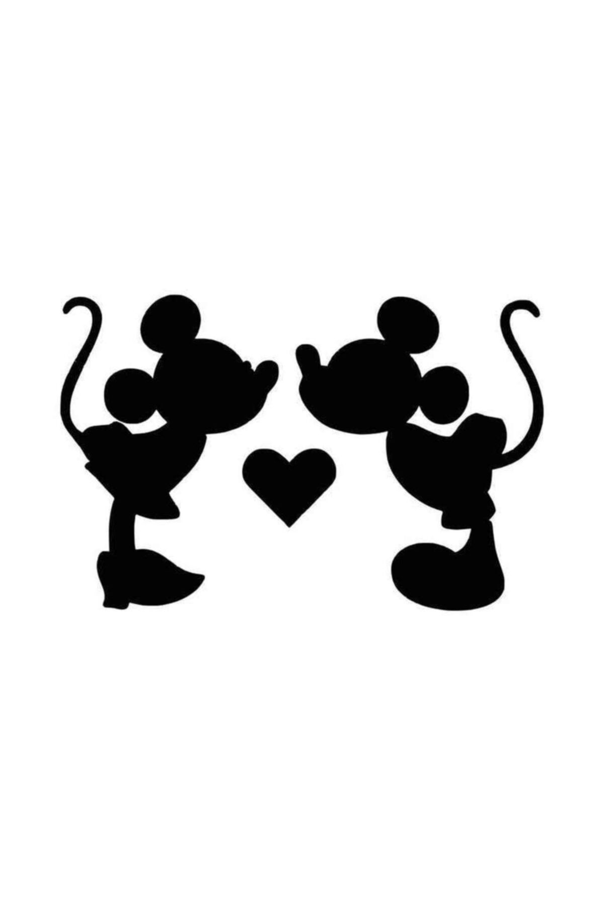 Universal Mickey Minnie Mouse Kiss Sticker Araba Oto Arma Duvar Çıkartma 20 cm
