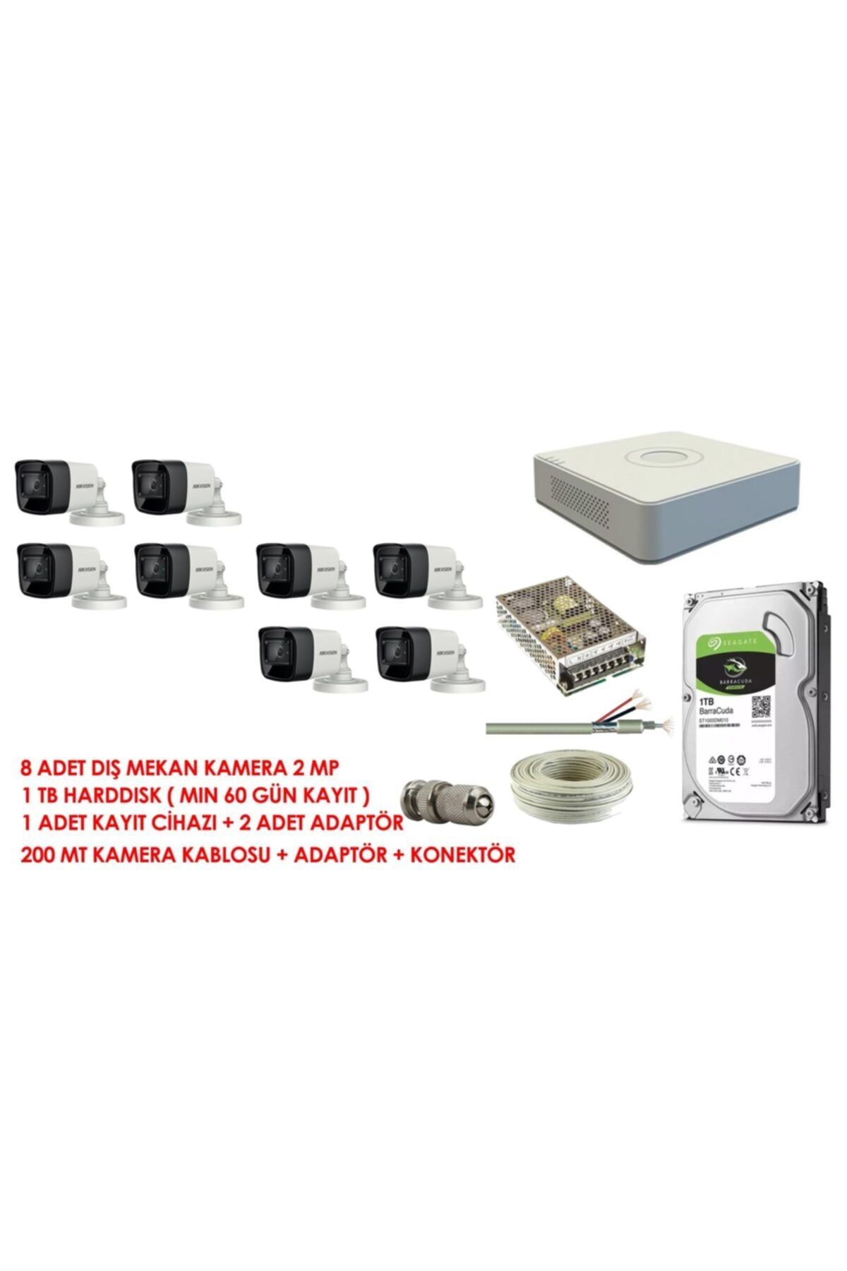 Haikon Hikvision 8 Lü Set 2 Mp Hd Iç Kamera Sistemi