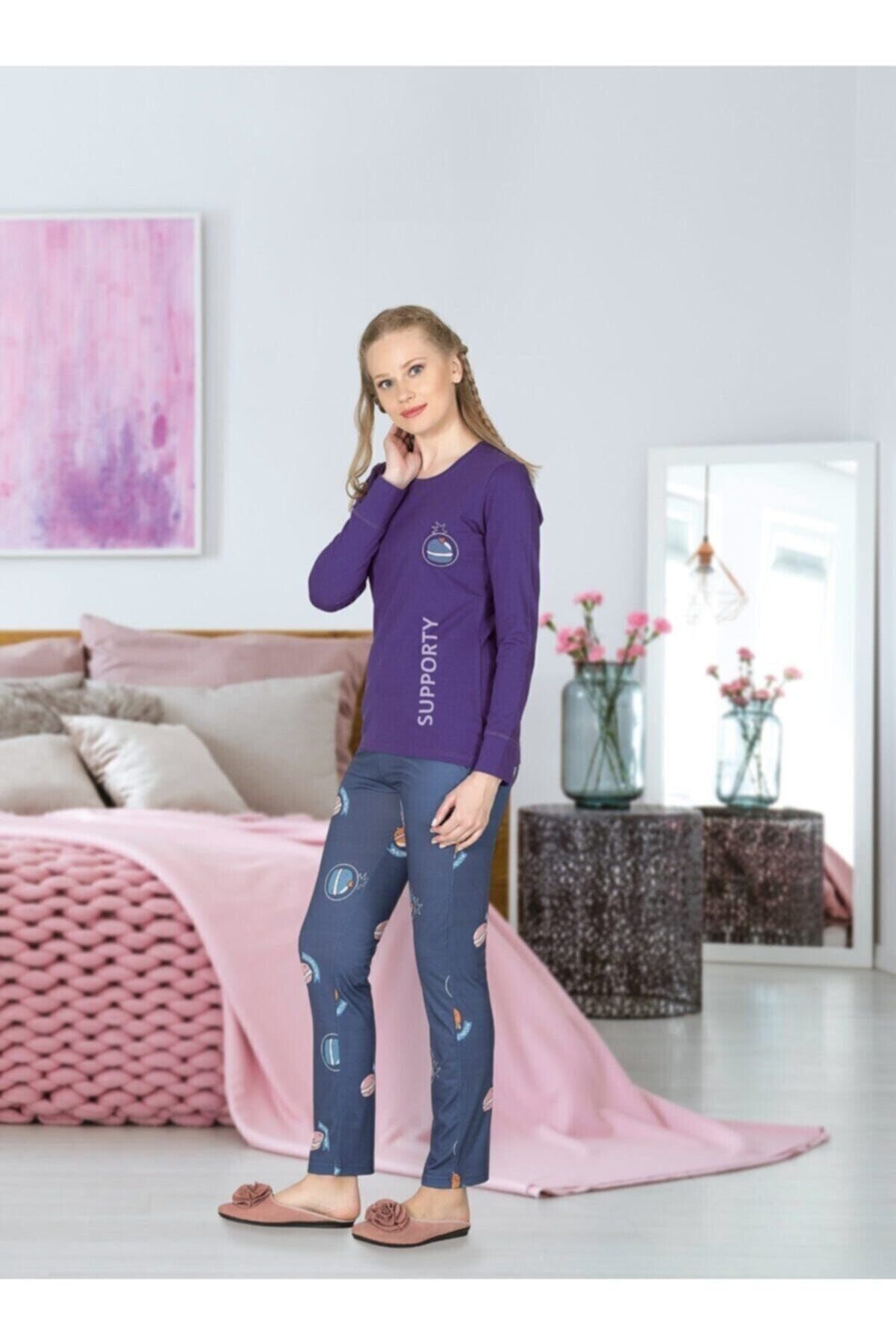 Jiber 3676 Kadın Modal Pijama Takımı - Mor