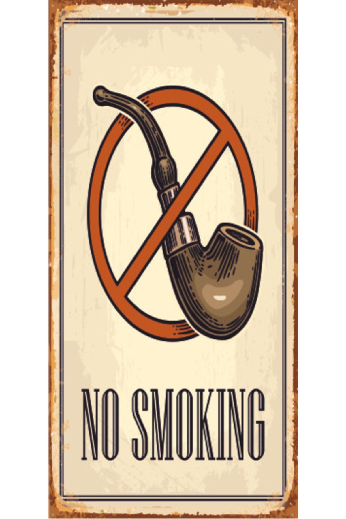Hayat Poster No Smoking Sigara Içilmez (10 Cm X 20 Cm) Mini Retro Ahşap Poster