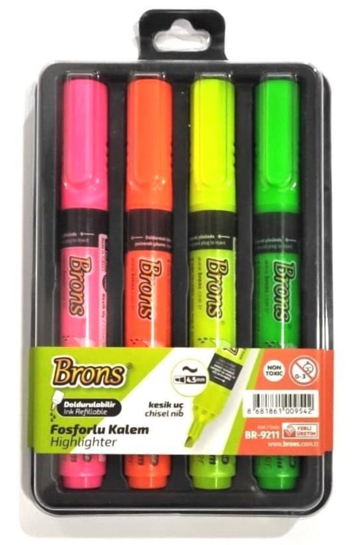 Brons Doldurulabilir Fosforlu Kalem 4 Renk Set