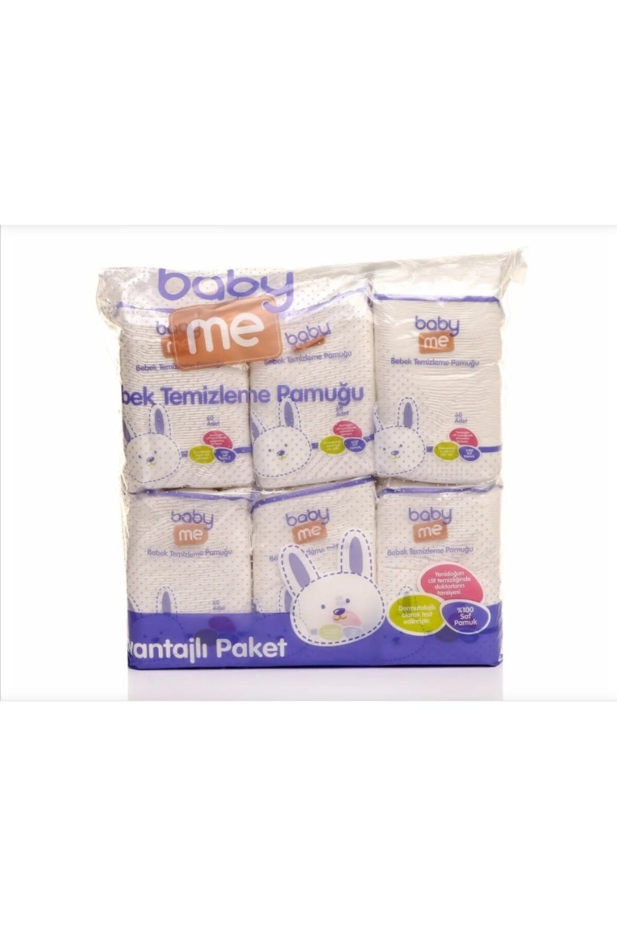 Baby Me Bebek Alt Ve Vücut Cilt Temizleme Pamuğu 6'lı Paket