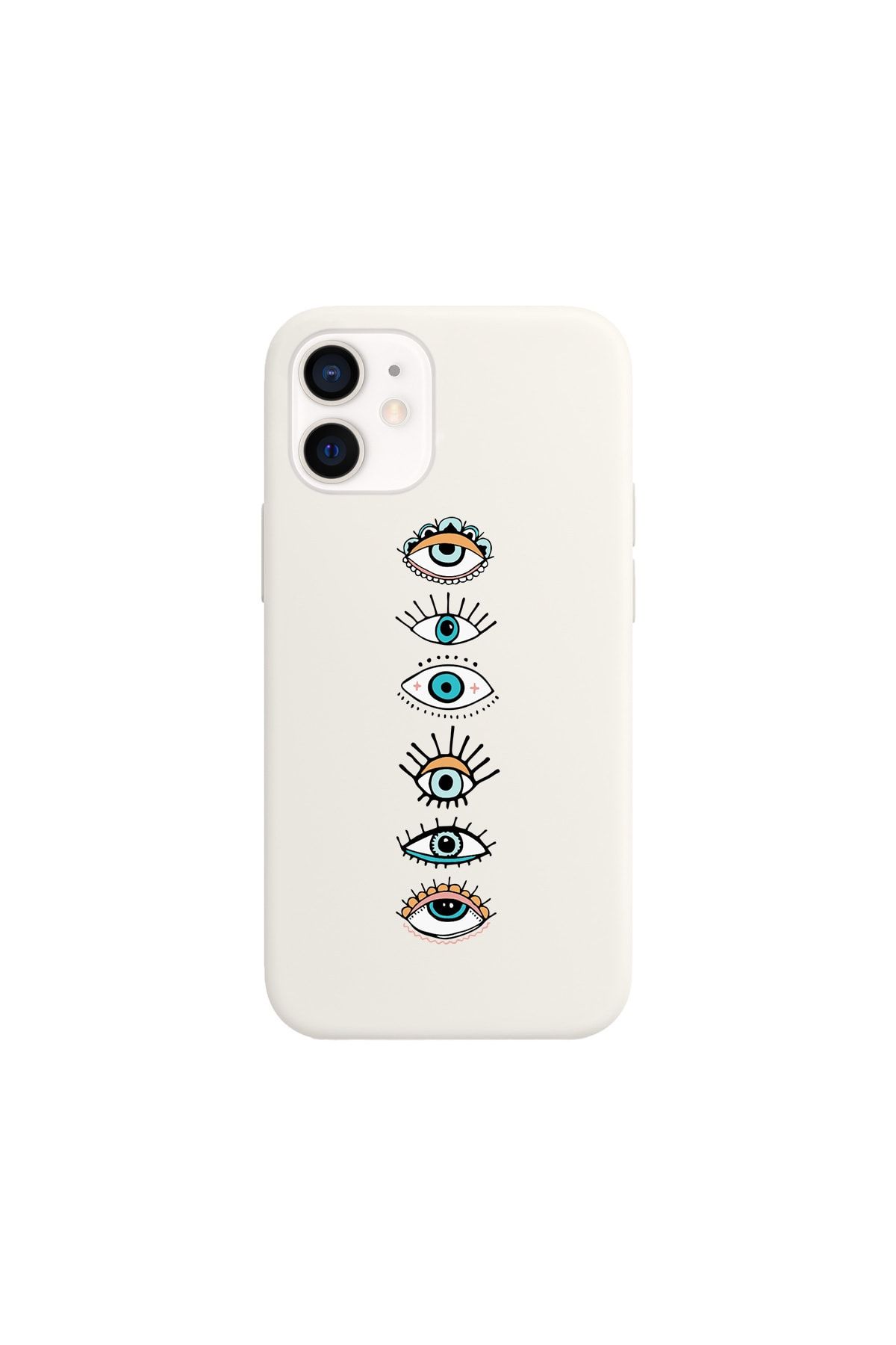 shoptocase Iphone 12 Uyumlu Beyaz Lansman Gözler Desenli Telefon Kılıfı