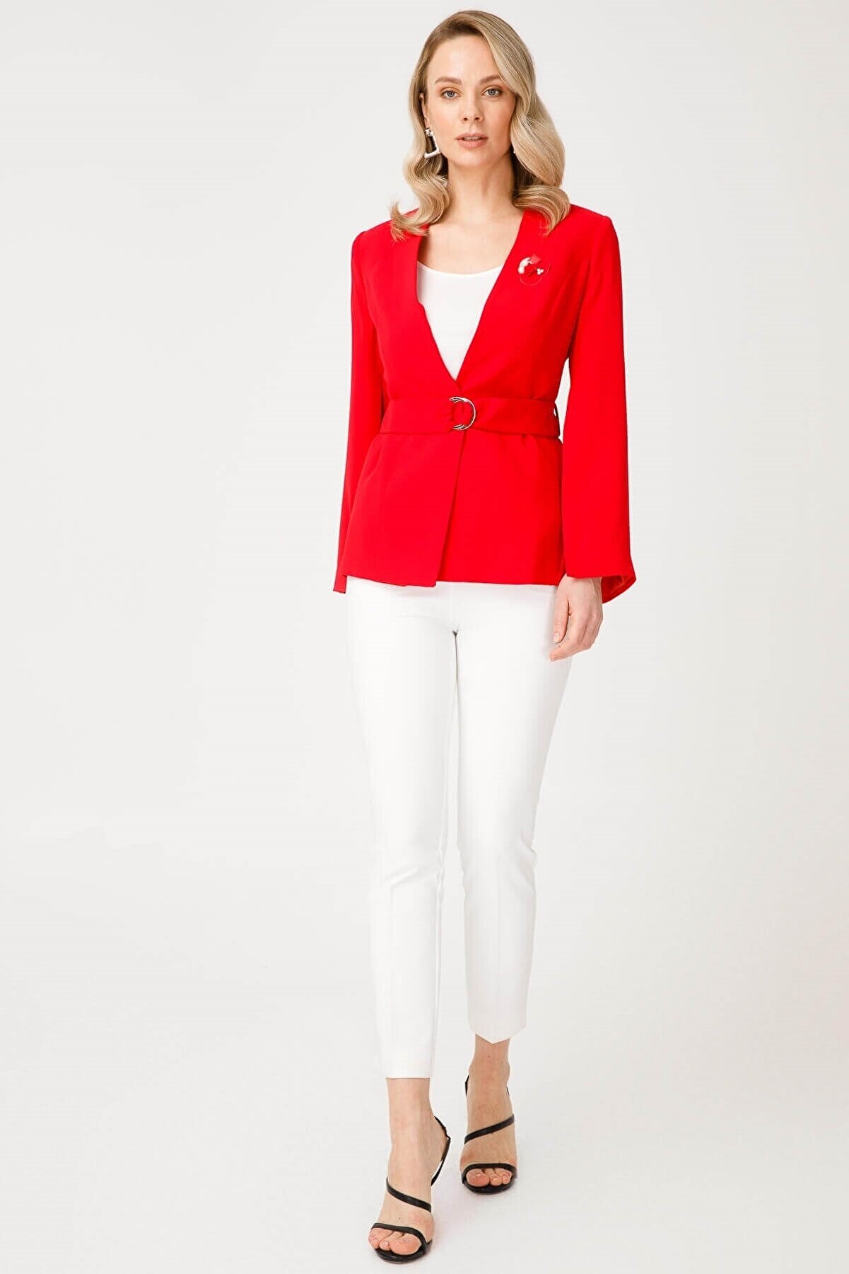 Moda İlgi Modailgi Kol Yırtmaç Detaylı Ceket Kırmızı