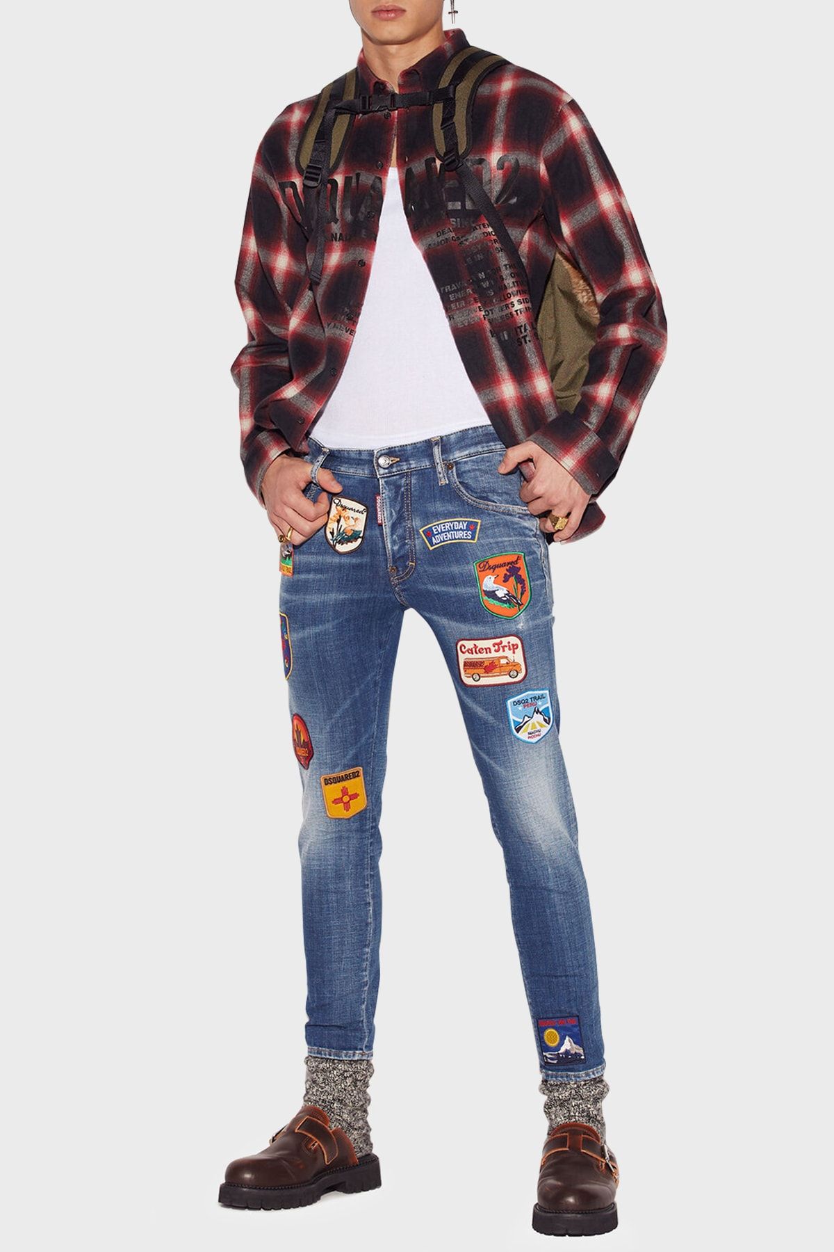 DSquared2 Pamuklu Arma Detaylı Skinny Fit Normal Bel Jeans Erkek Kot Pantolon S74lb1205 470