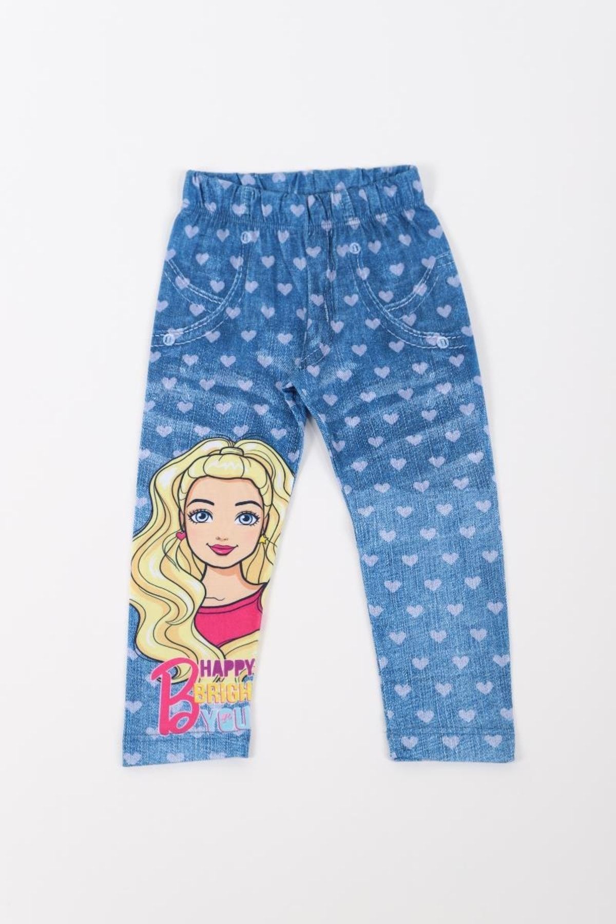 Barbie Kız Çocuk Lisanslı Mavi Kot Görünümlü Baskılı Tayt