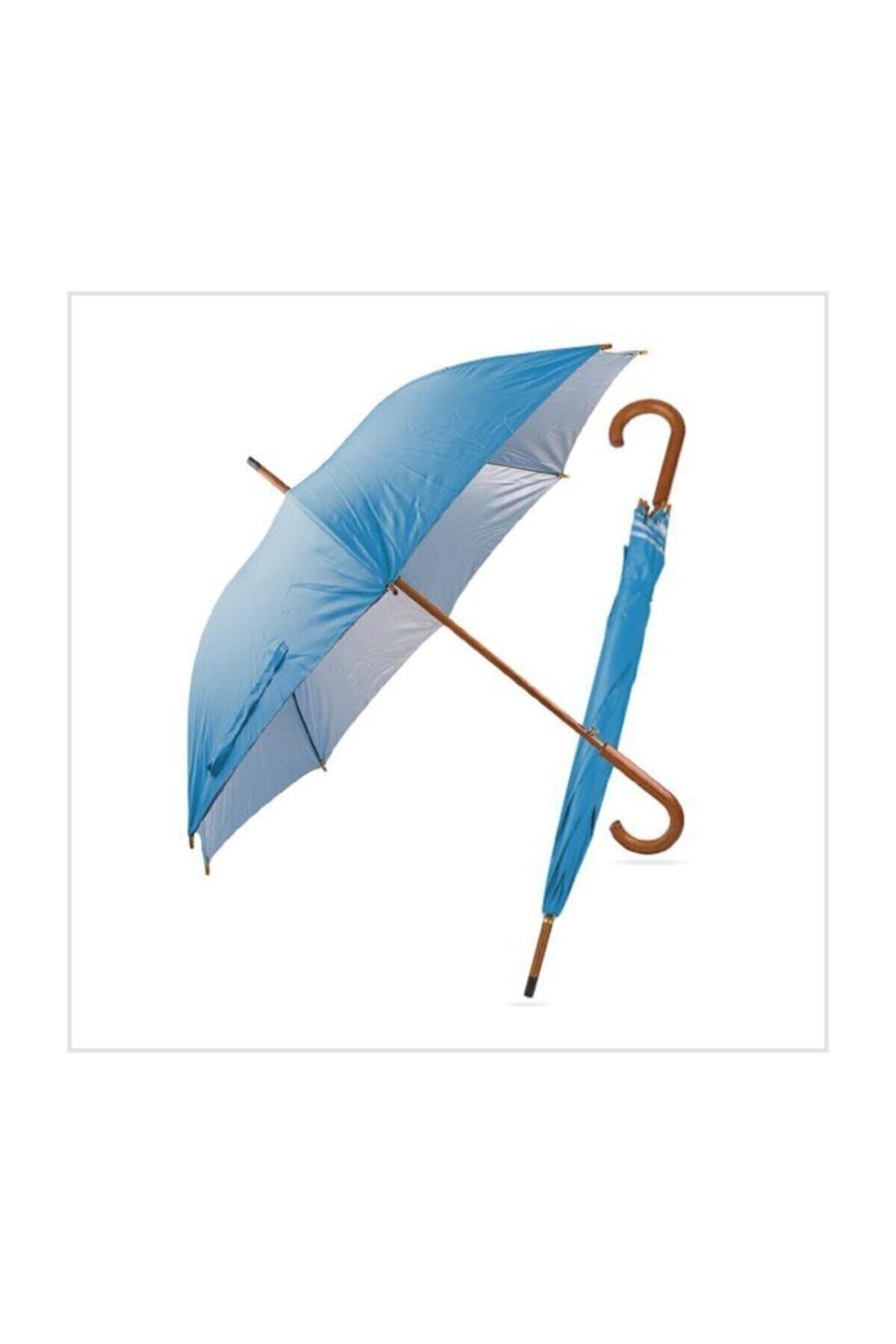 TREND Ahşap Saplı Fiber Glass Kırılmaz Şemsiye (mavi)