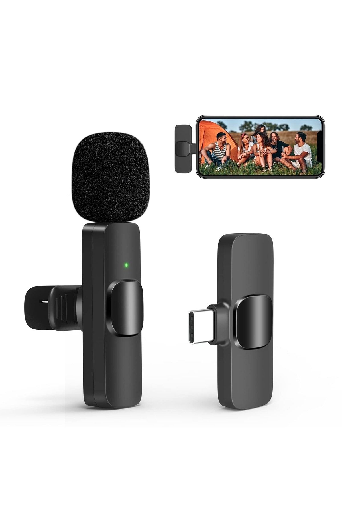 Enshall Kablosuz Yaka Mikrofonu Type-c Uyumlu Ses Arayüzü Mini Yaka Mikrofonu Çok Yönlü Mikrofon,klipsli
