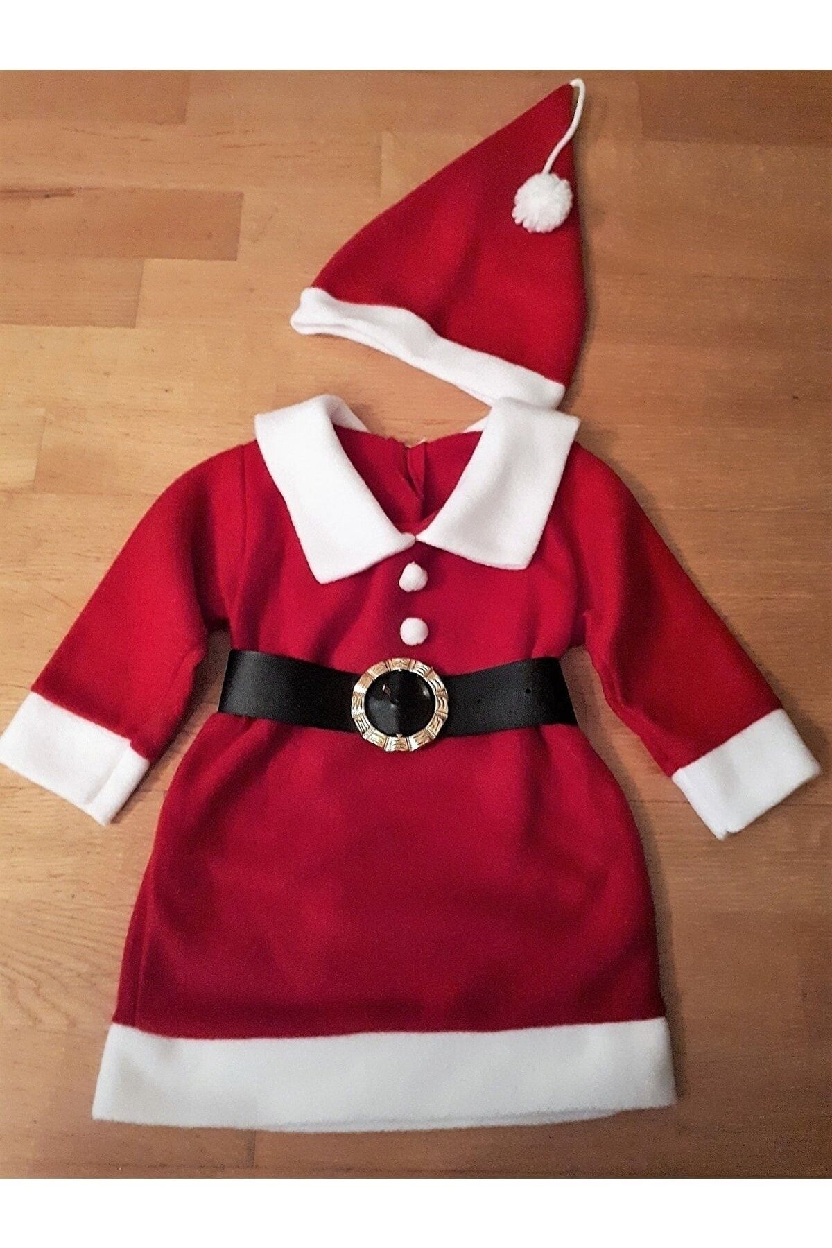 Nacar Kız Çocuk Noel Elbise Noel Baba Kıyafeti Kostümü