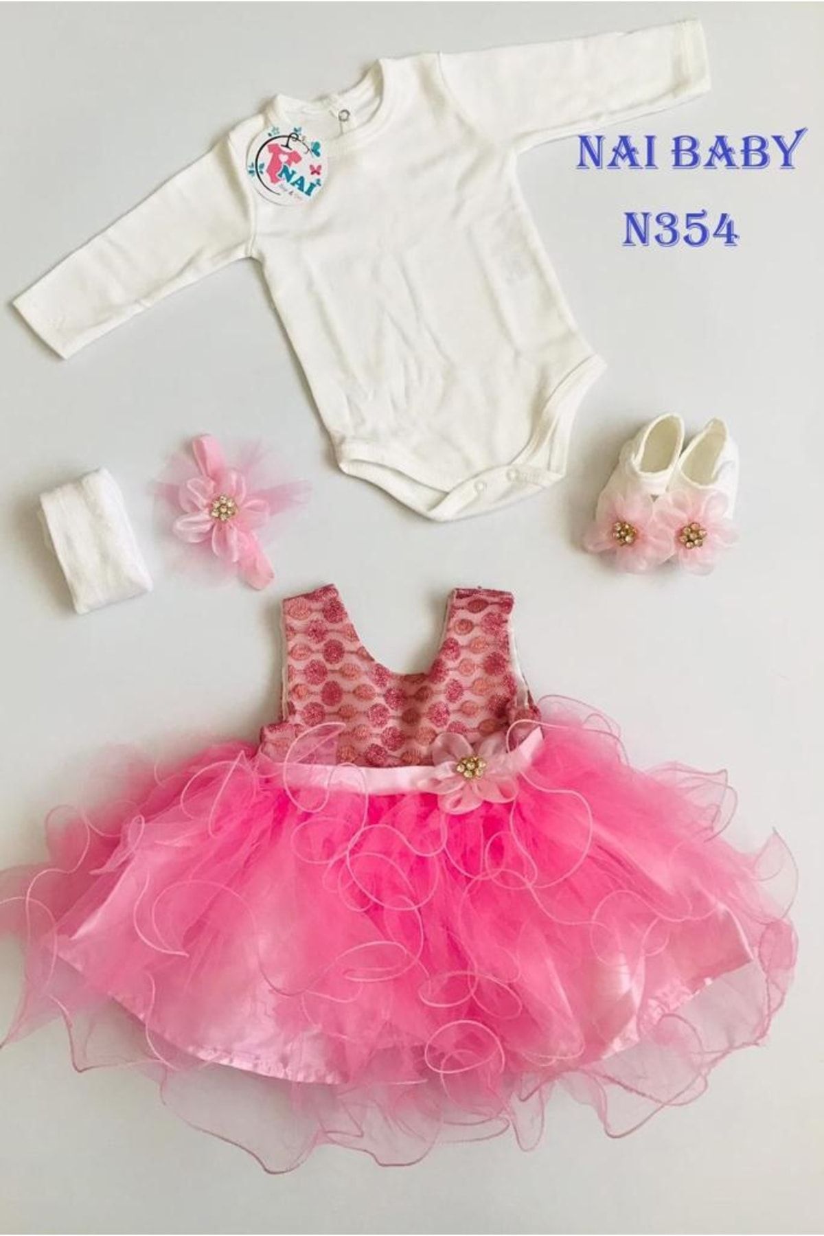 Nai baby Kız Bebek Mevlütlük Özel Gün Kıyafeti Hediyelik Bayramlık