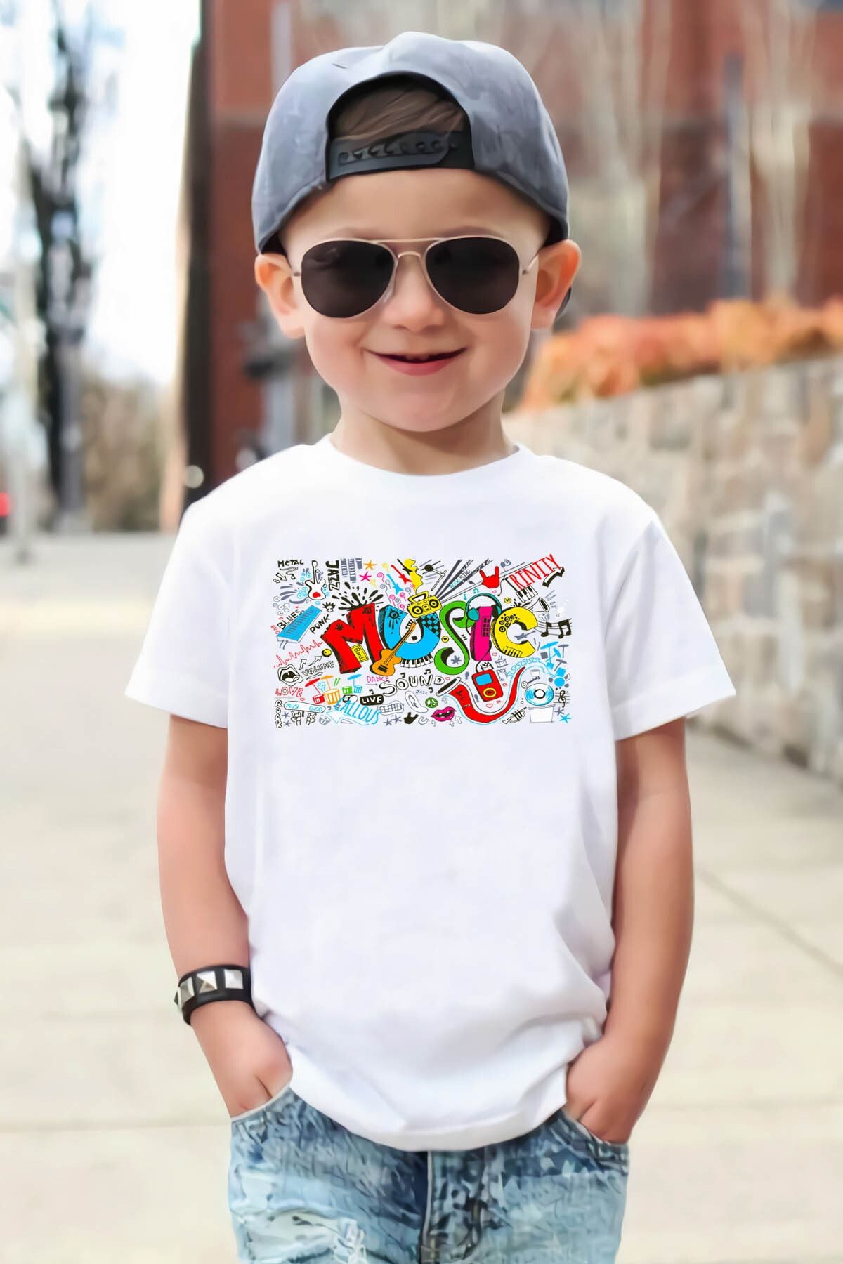 Baby&Baby Music Colors Organik Baskılı Örme Unisex Çocuk T-shirt