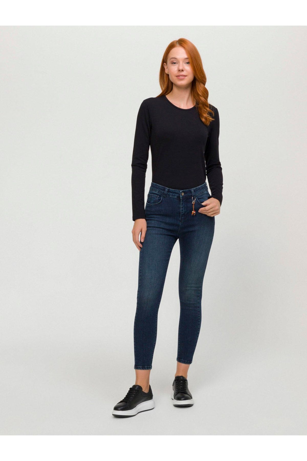 Xint Kadın Lacivert Yüksek Bel Pamuklu Skinny Fit Denim Pantolon