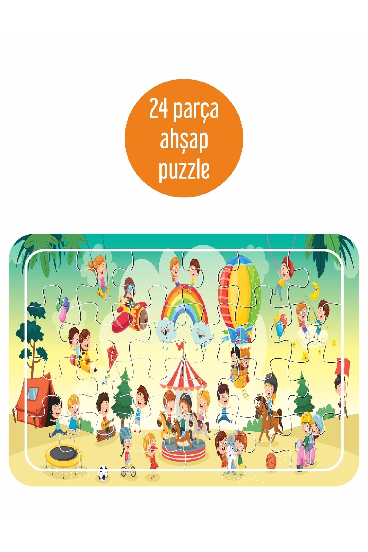 LİPYOS Lunapark Ve Oyun24 Parça Ahşap Puzzle