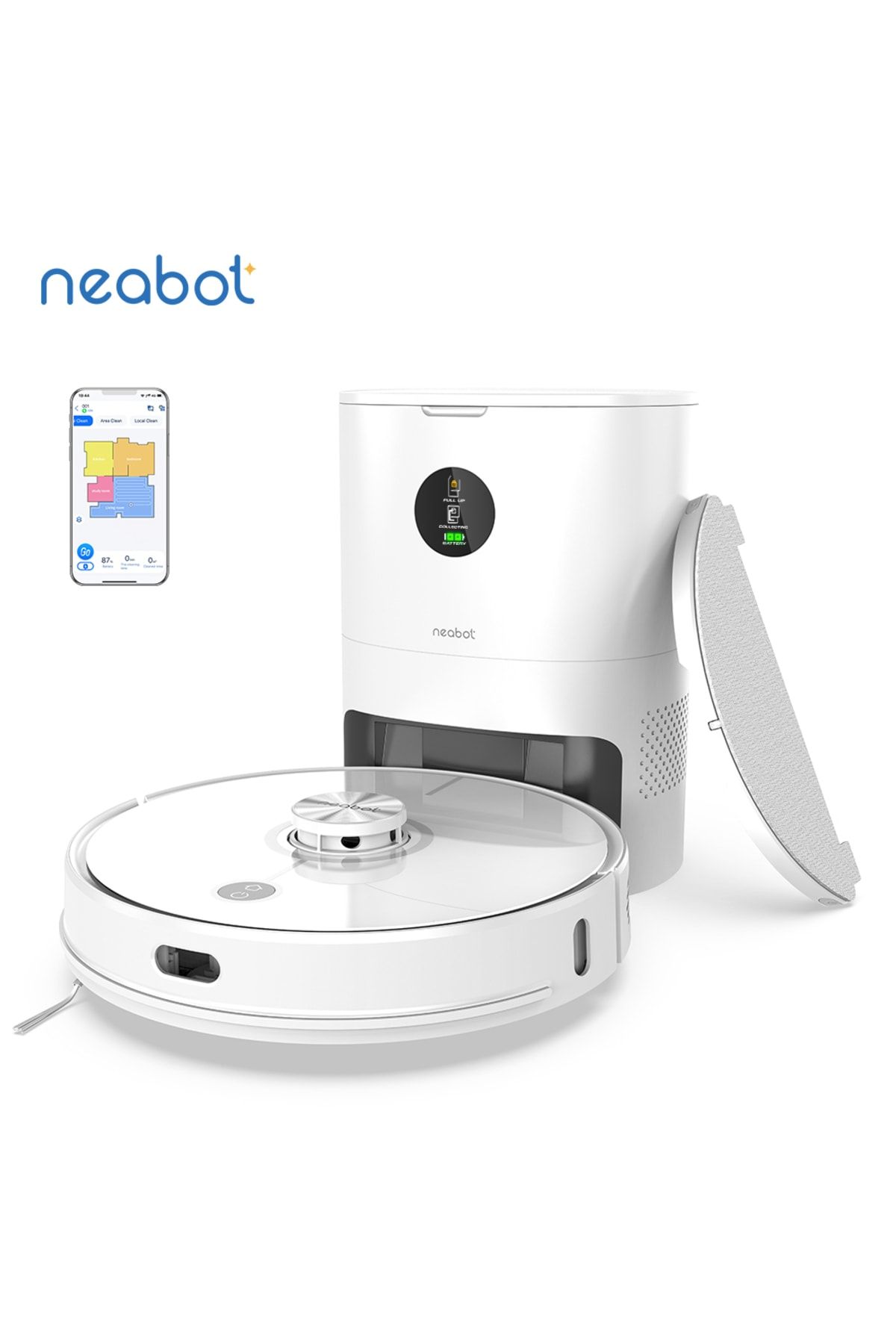 Neabot Nomo N2 Beyaz Çöp Kovalı Akıllı Robot Süpürge ( Türkiye Garantili ) n2 beyaz