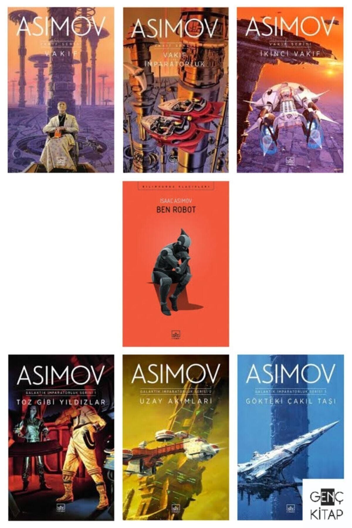 İthaki Yayınları Asımov 7 Kitap Set Vakıf Galaktik Imparatorluk Ben Robot Isaac Asımov /