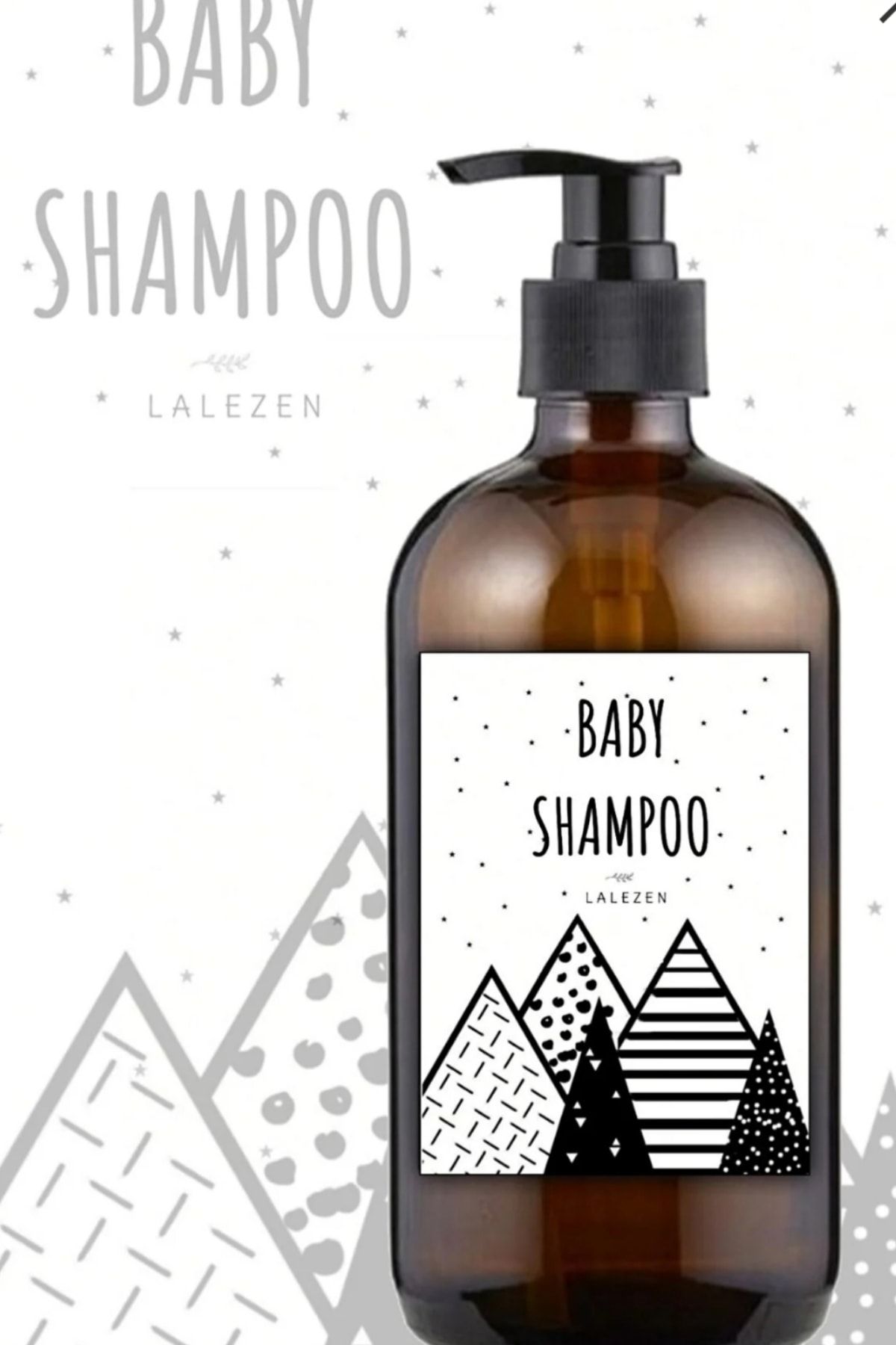LALEZEN Baby Shampo Etiketli Plastik Amber Tekli Şişe 500 Ml