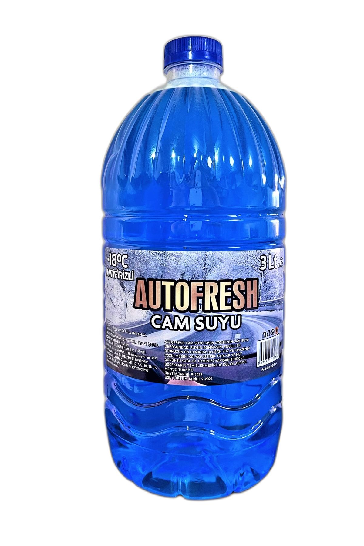 AutoFresh Auto Fresh Oto Araç Cam Suyu 3 Lt -18 Antifirizli Araba Cam Temizleyici Antifriz Kışlık Kullanım