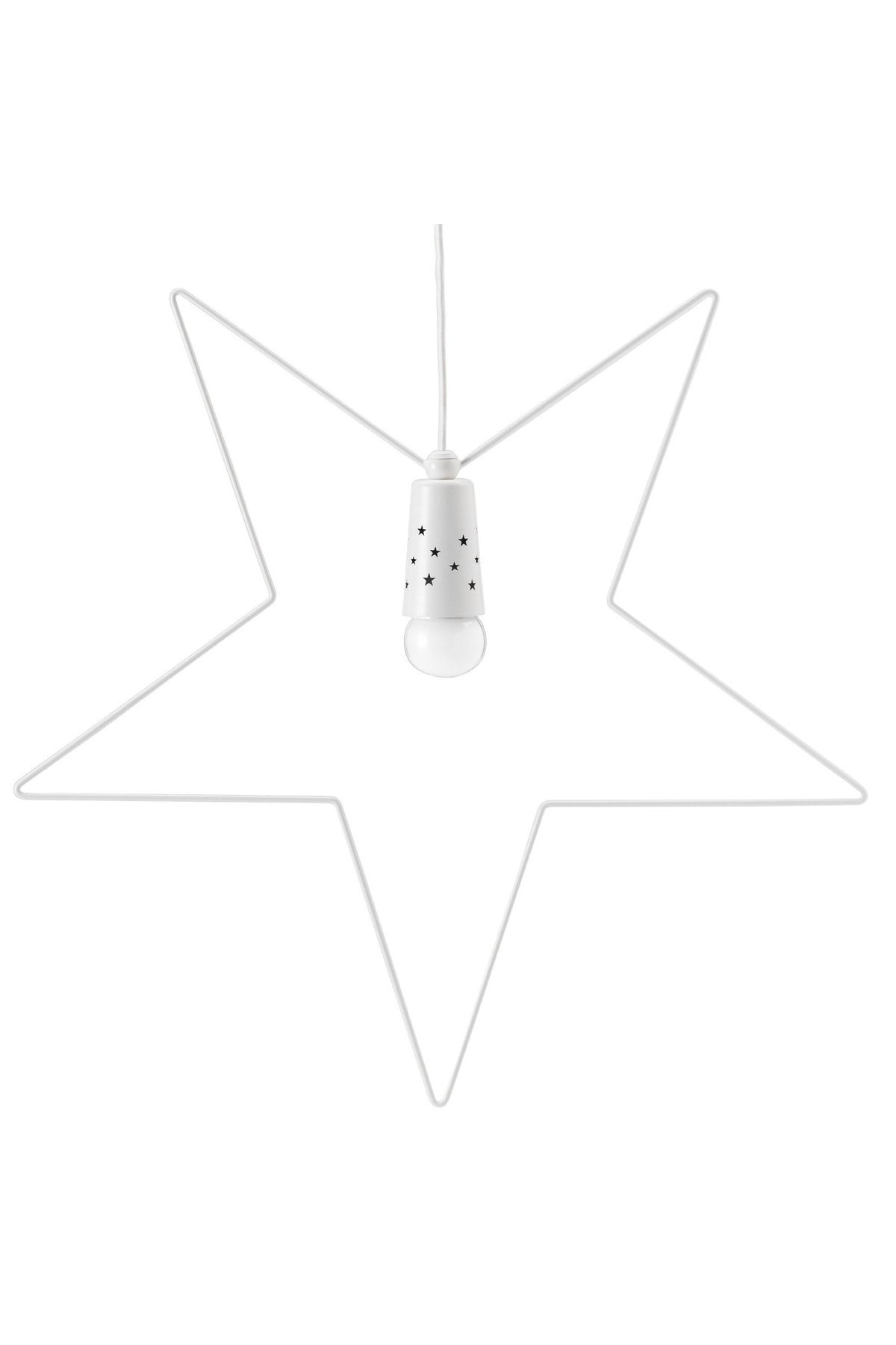 IKEA Strala 55 Cm Çelik Yıldız Beyaz Tavan Lambası Sarkıt Lamba 3 Metre Kablo Dahildir
