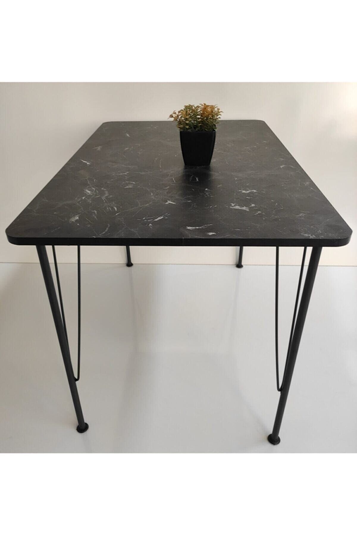 MSK mobilya dekorasyon Siyah Mermer Desen Oval Mutfak Masası 120*60