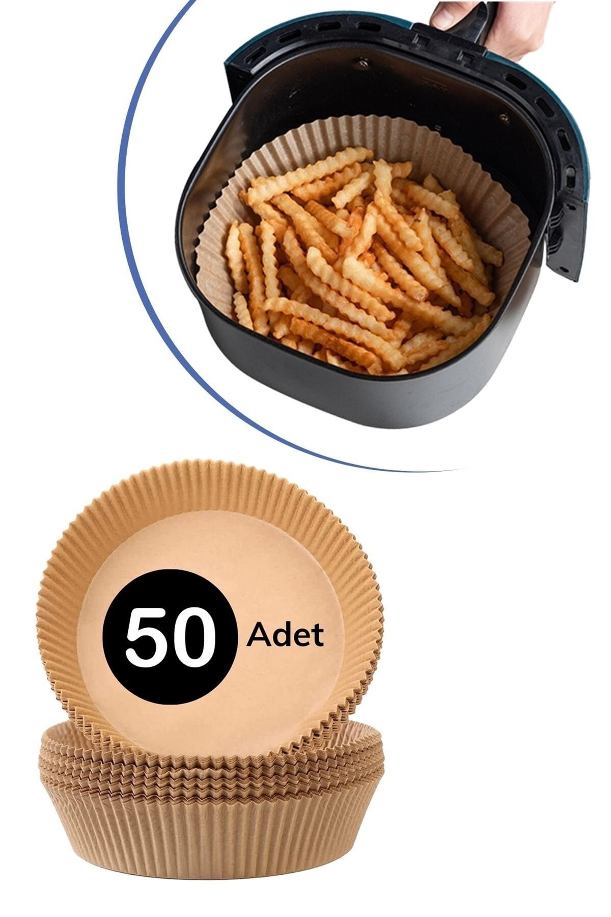 Buffer ® 50 Adet Air Fryer Pişirme Kağıdı Tek Kullanımlık Hava Fritöz Yuvarlak Tabak Model