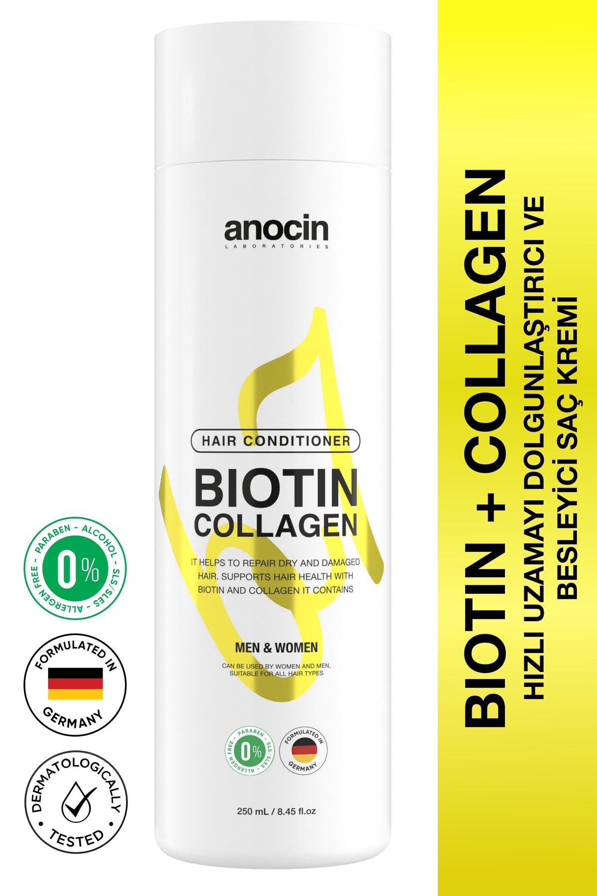 anocin Bitkisel Sülfatsız , Tuzsuz , Biotin + Collagen Saç Kremi, Karşıtı Saç Kremi 250ml