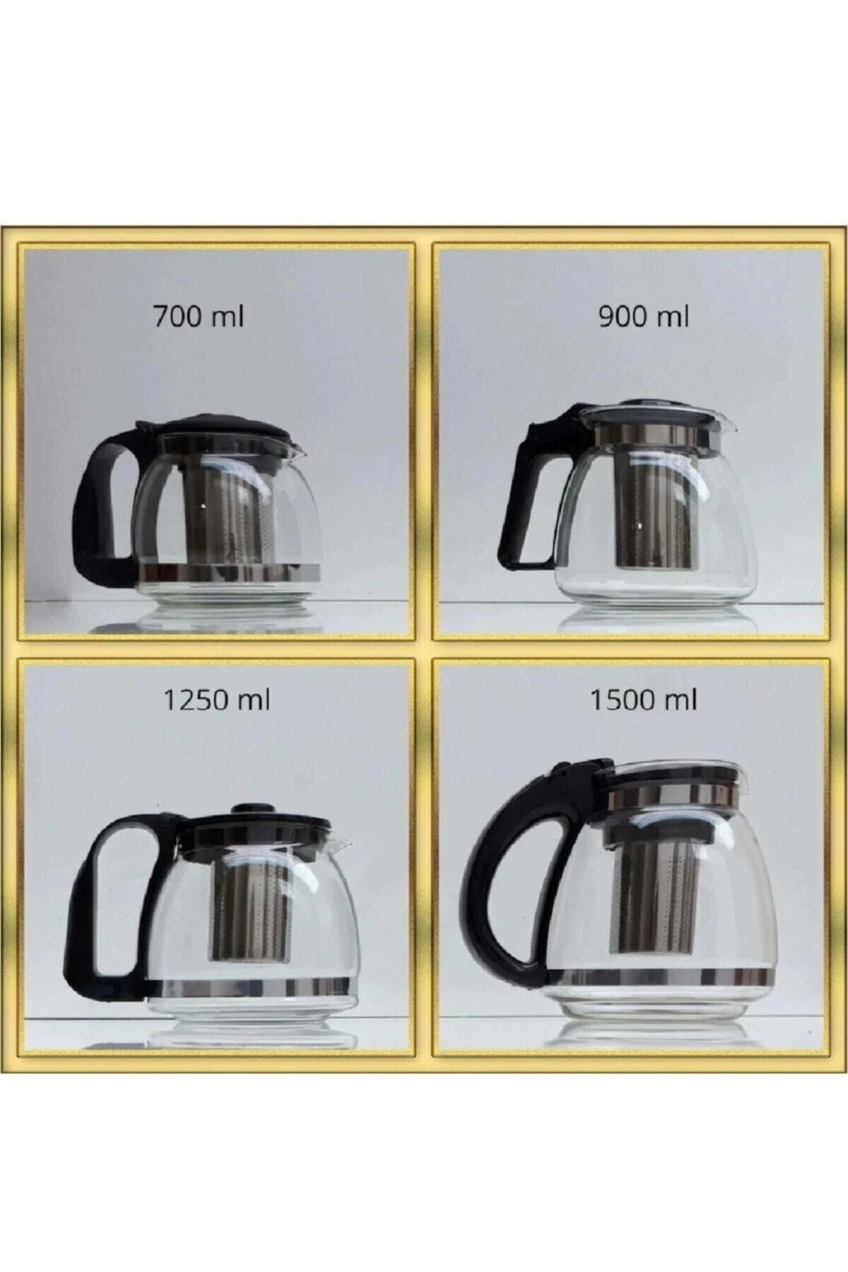 Etipar Süzgeçli Cam Demlik 700 Ml Tea Pot Çaydanlık Siyah
