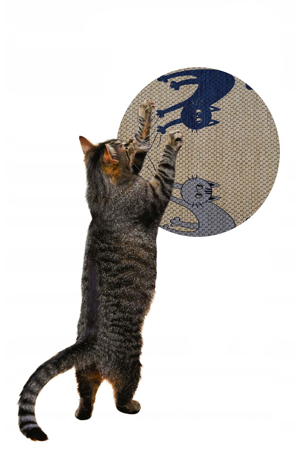 Glipet Desenli Çift Taraflı Kedi Tırmalama Paspası Yuvarlak 36x36 cm