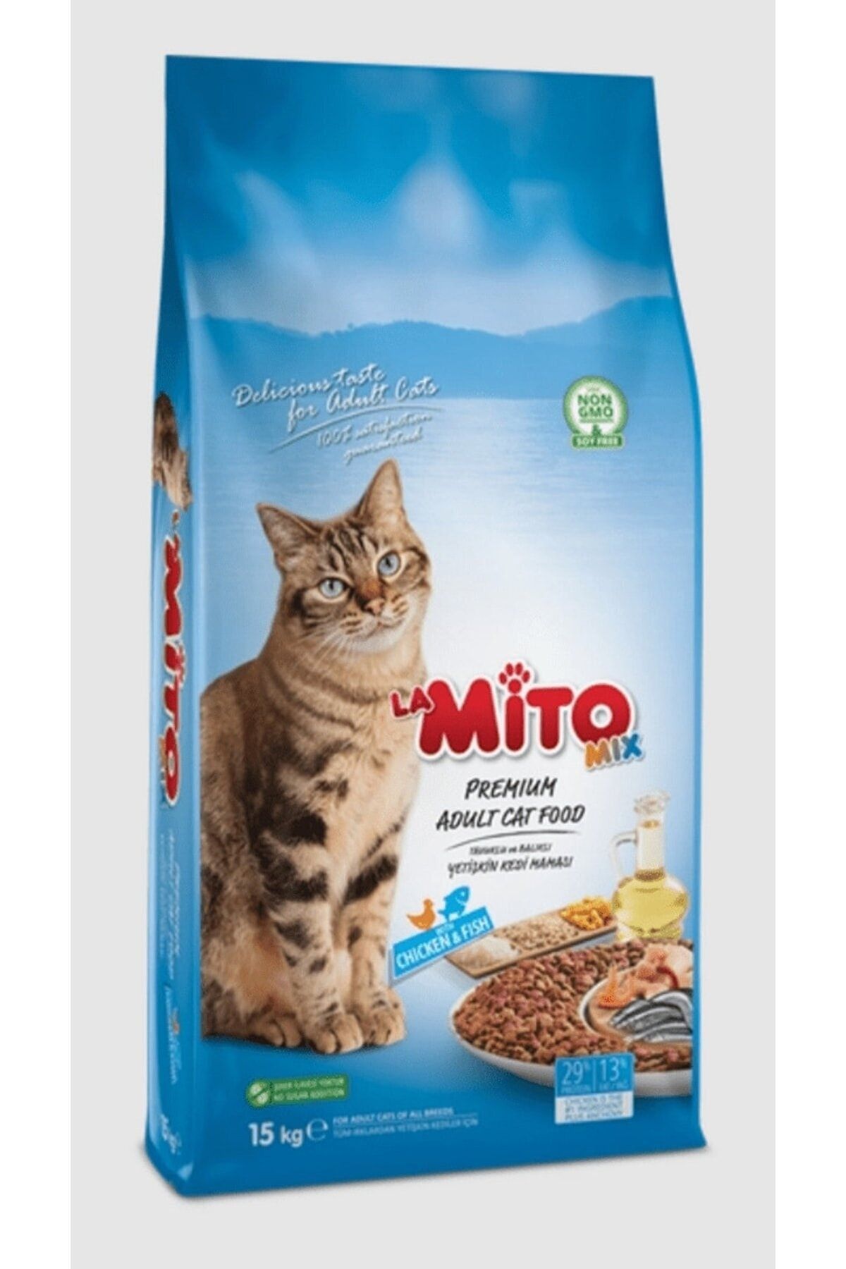 Mito La Mix Adult Cat 15 kg  Tavuklu Ve Balıklı Renkli Taneli Yetişkin Kedi Maması