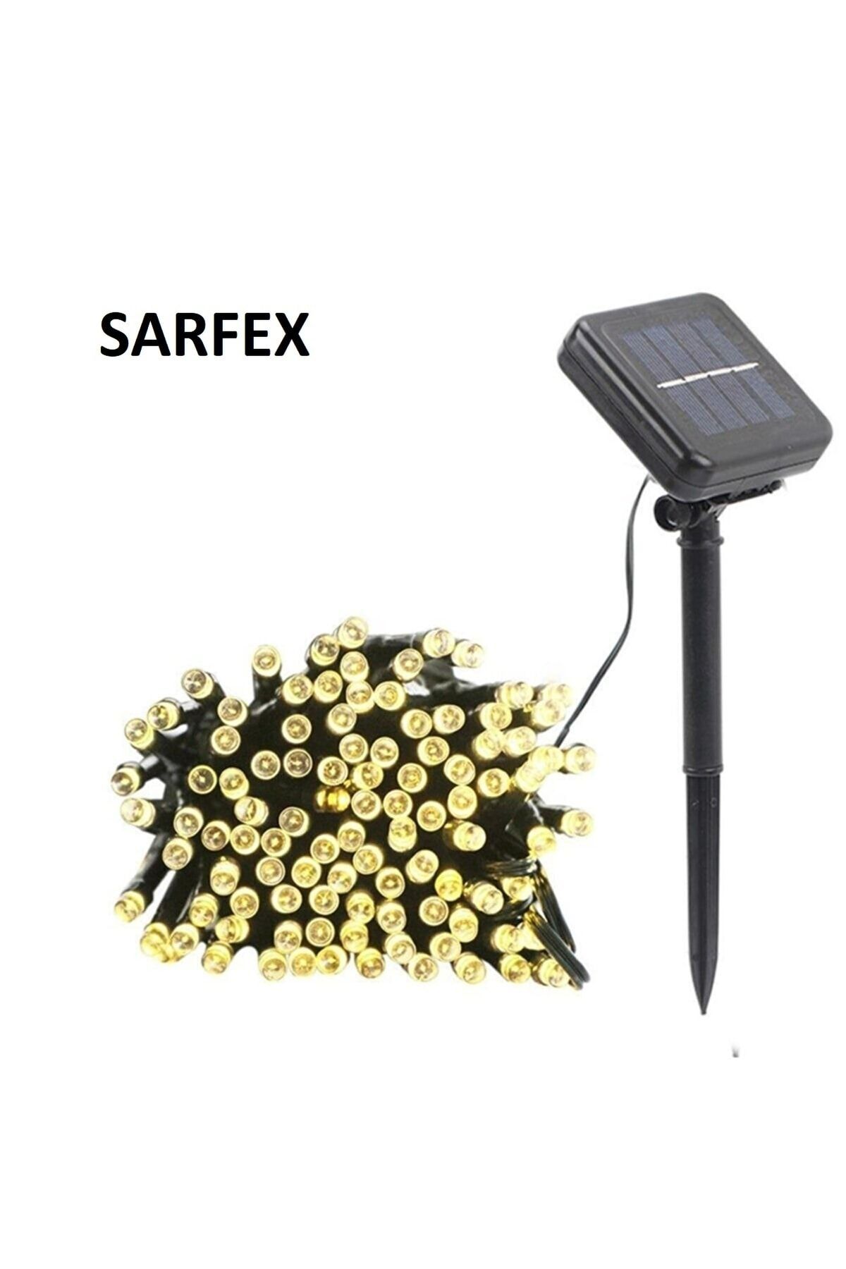 SARFEX Solar Güneş Enerjili Dış Mekan Bahçe 8 Modlu 10metre 100 Led Gün Işığı Aydınlatma