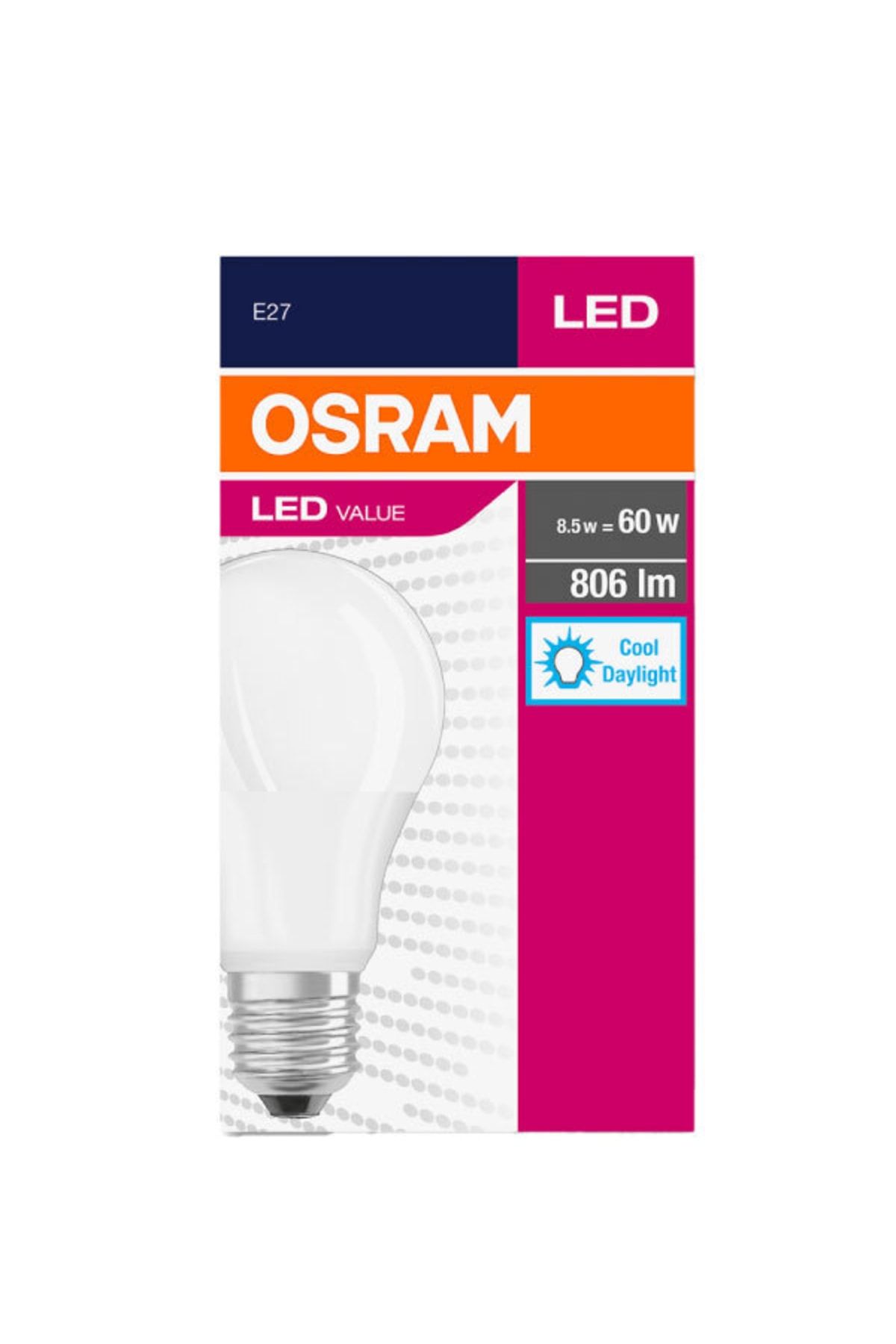 Osram Led Value 8,5w Beyaz Işık E-27 Duy Ampul