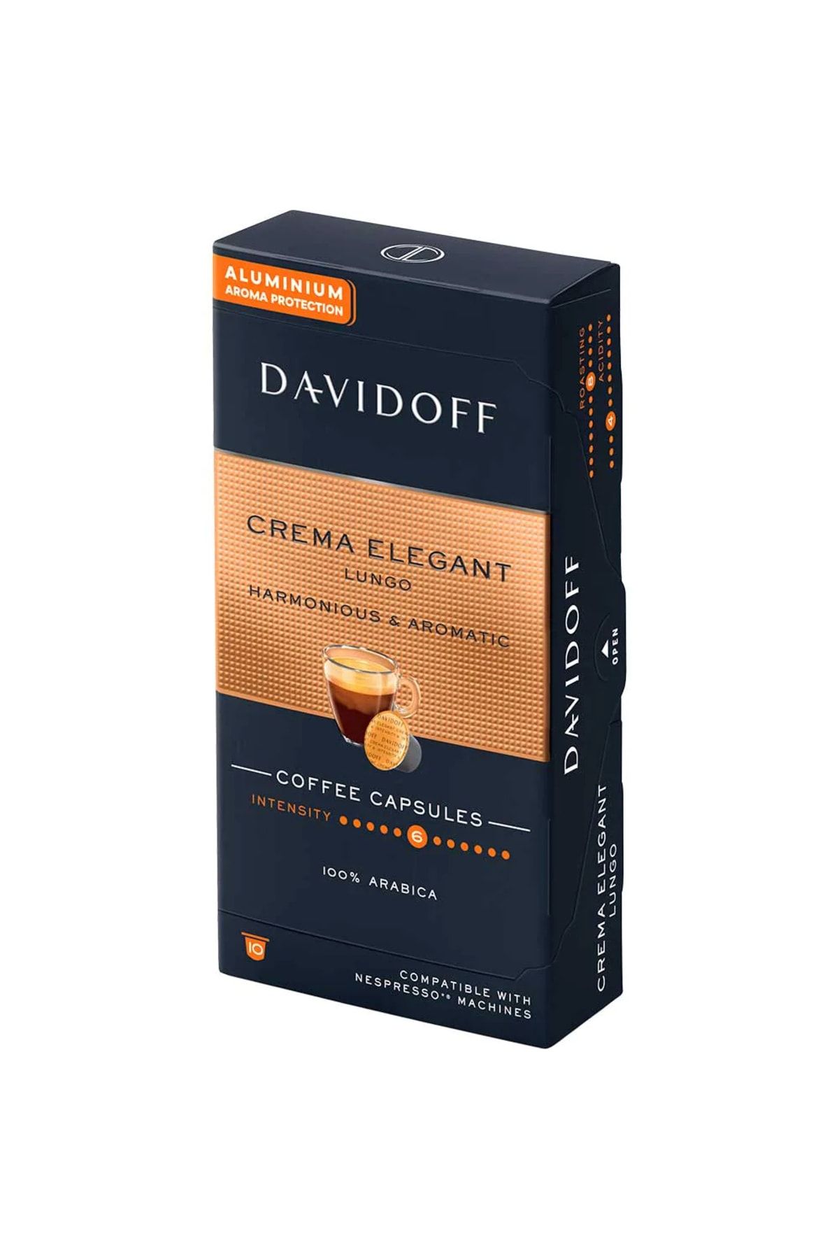 Davidoff Crema Elegant Lungo Harmonıous & Aromatıc Aluminium Kapsül Kahve 10'lu (nespresso Uyumlu)