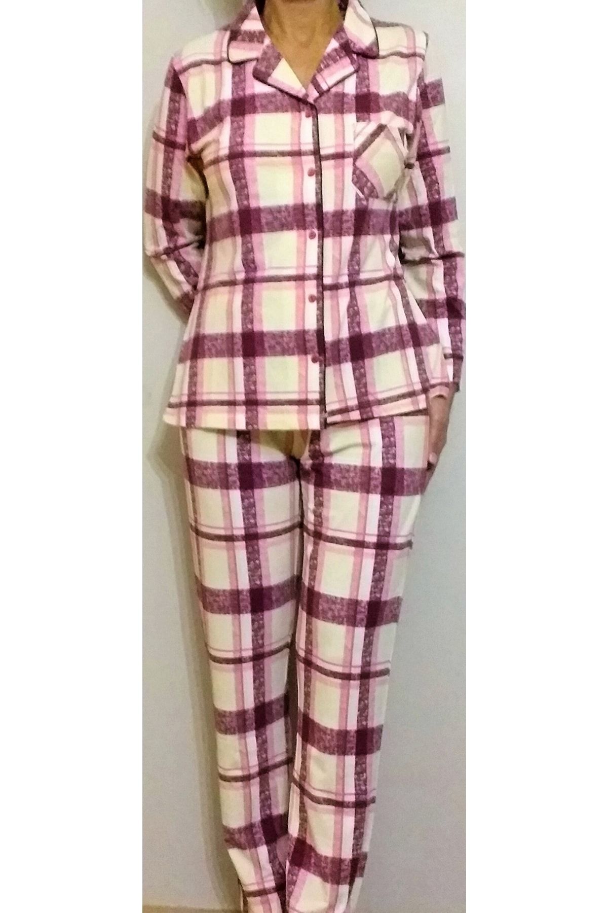 Marilyn Pijama Boy Düğmeli Pijama Takımı Kareli