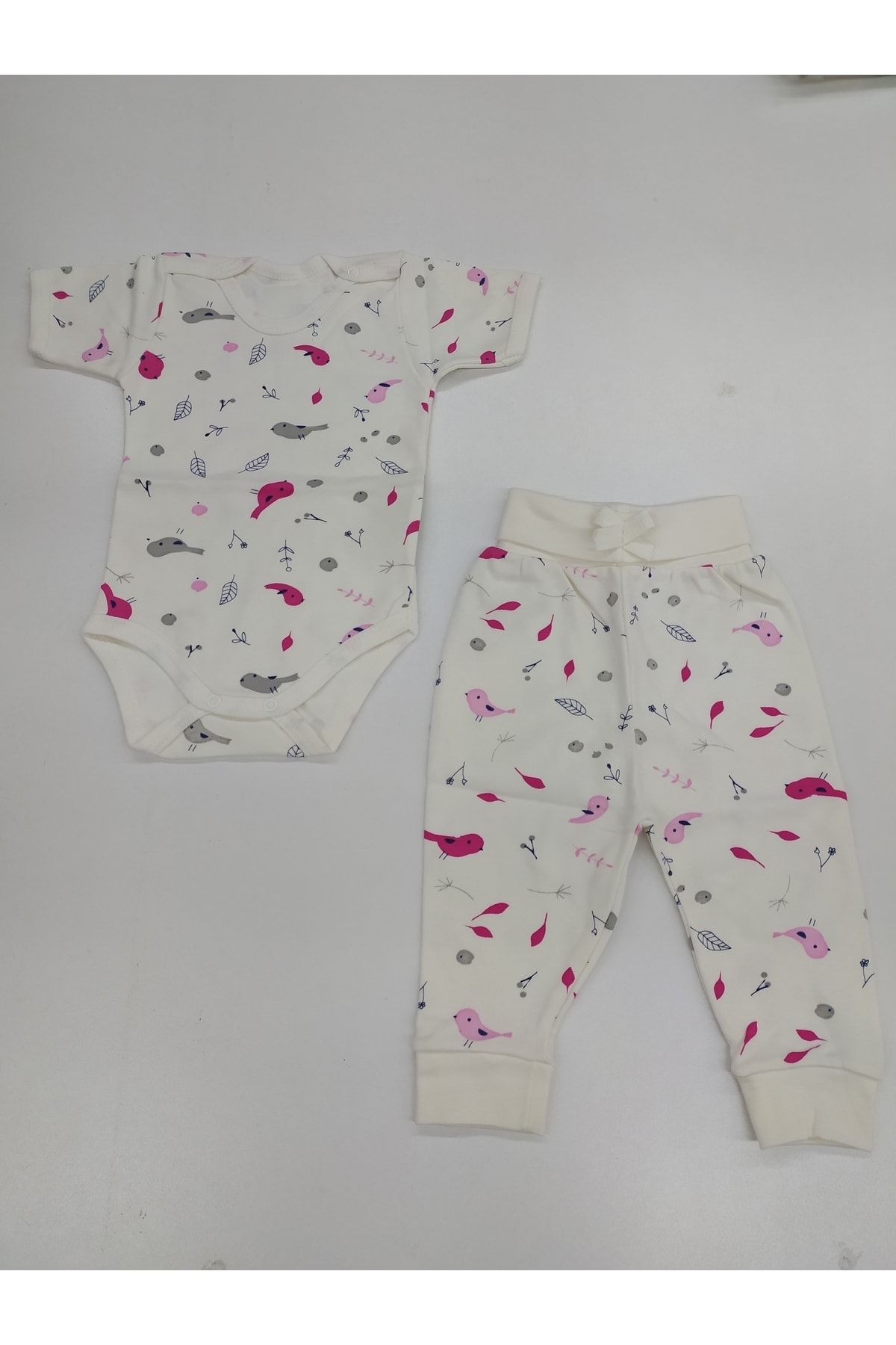 Melek Bebeğim Baby Pamuk Kısa Kollu Bebek Çıtçıtlı Badi Pantolon Set 0-3 Ay 3-6 Ay 9-12 Ay 18-24 Ay