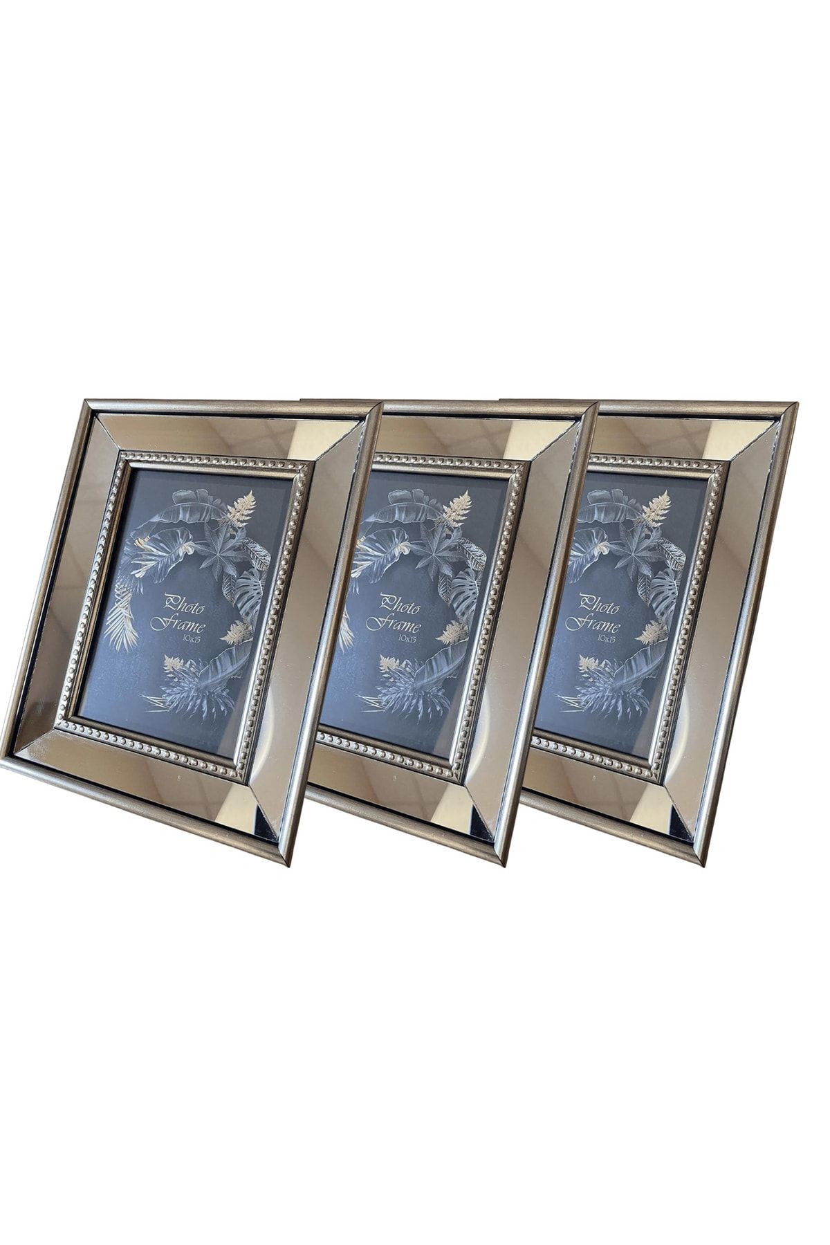 BELLARTE Aynalı Çerçeve, Gümüş Aynalı Fotoğraf Çerçevesi, Cam Çerçeve 10x15cm (3 ADET)