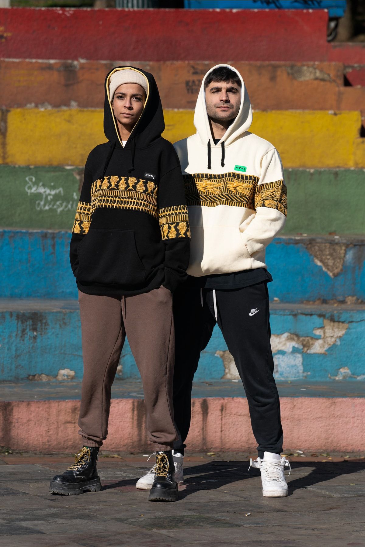 Nani Collection Siyah&krem Oversize Unisex Sweatshirt